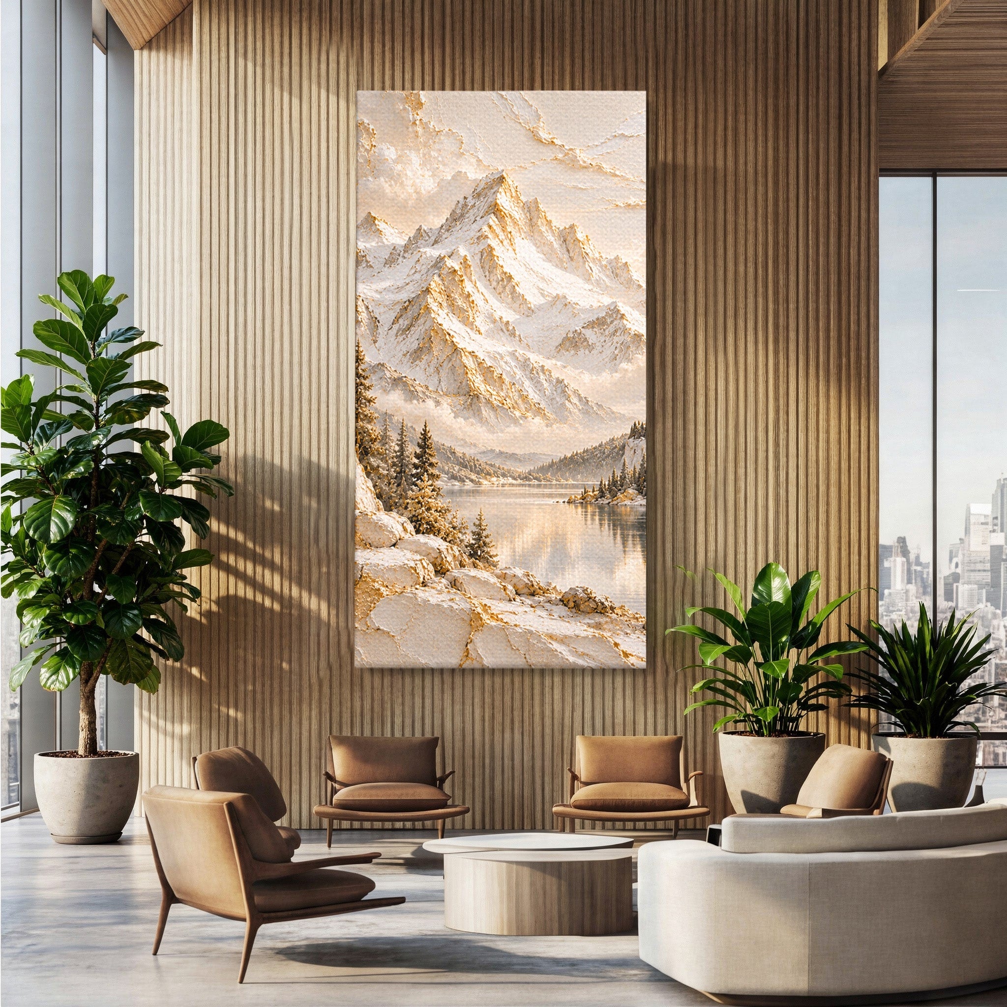 Tablou Canvas Premium LuxCanva® PI1419, Munti Inzapeziti, Vacanta, Peisaj, Iarna, Lacul, Natura, Culori Vibrante, Living, Dormitor