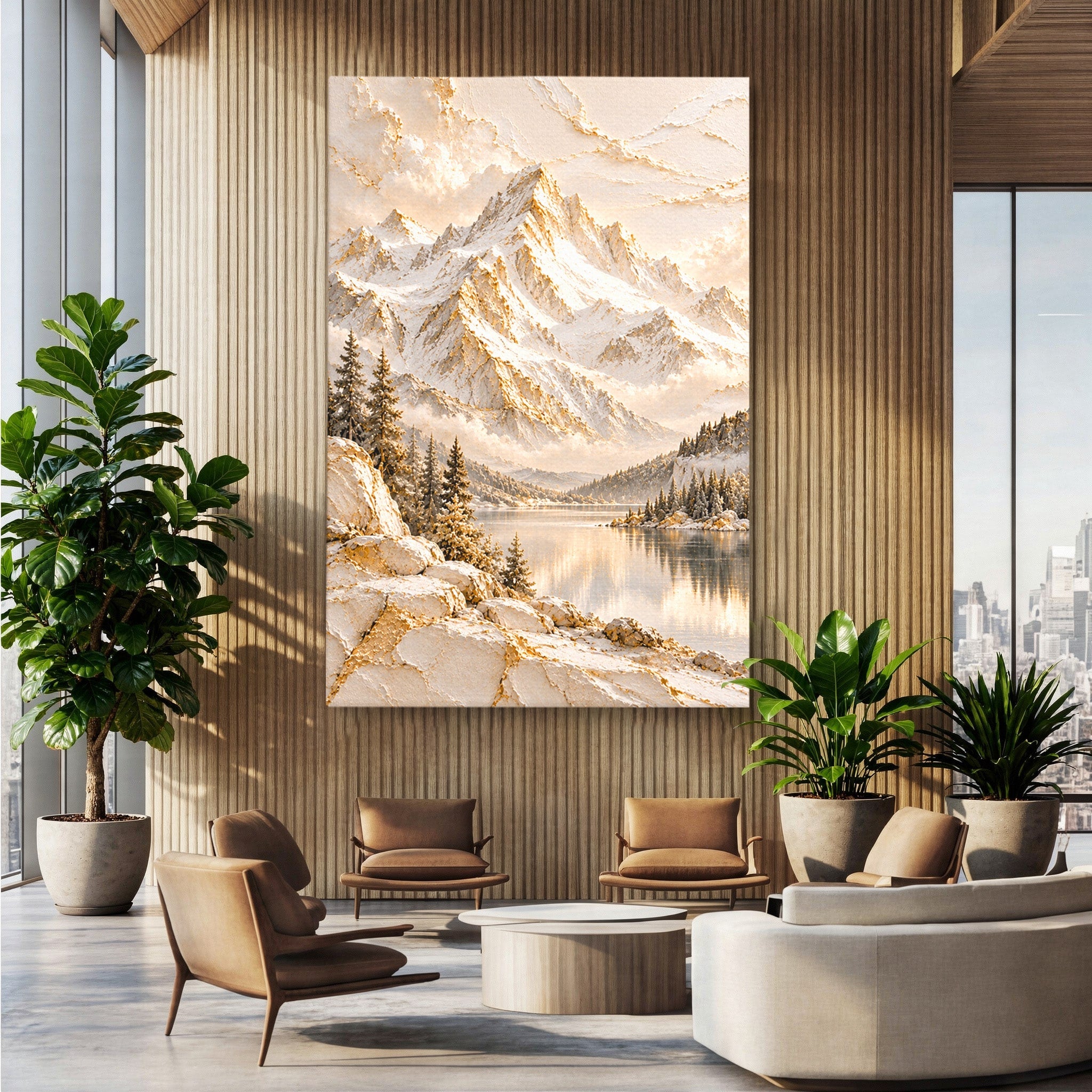 Tablou Canvas Premium LuxCanva® PI1419, Munti Inzapeziti, Vacanta, Peisaj, Iarna, Lacul, Natura, Culori Vibrante, Living, Dormitor