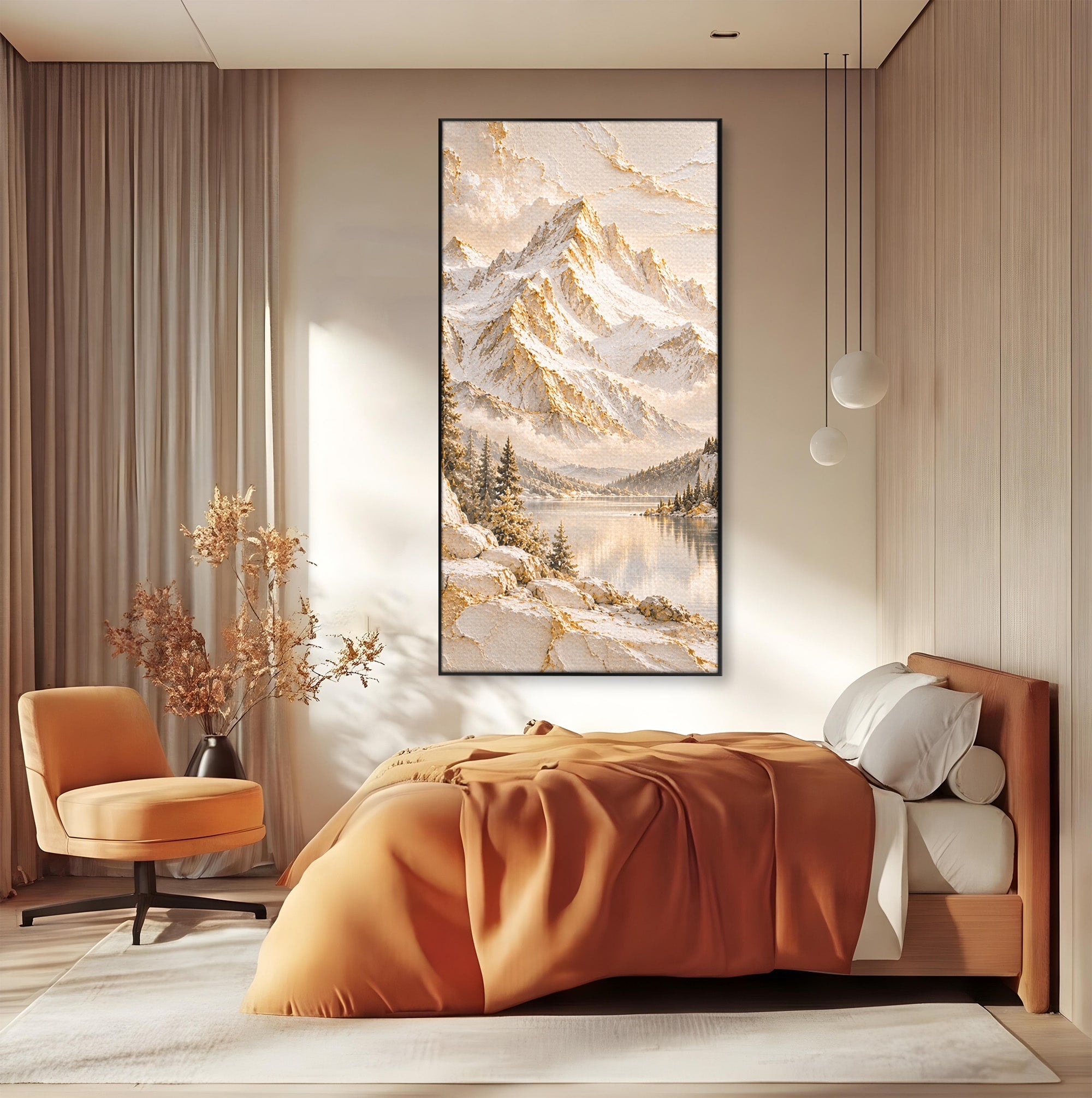 Tablou Canvas Premium LuxCanva® PI1419, Munti Inzapeziti, Vacanta, Peisaj, Iarna, Lacul, Natura, Culori Vibrante, Living, Dormitor