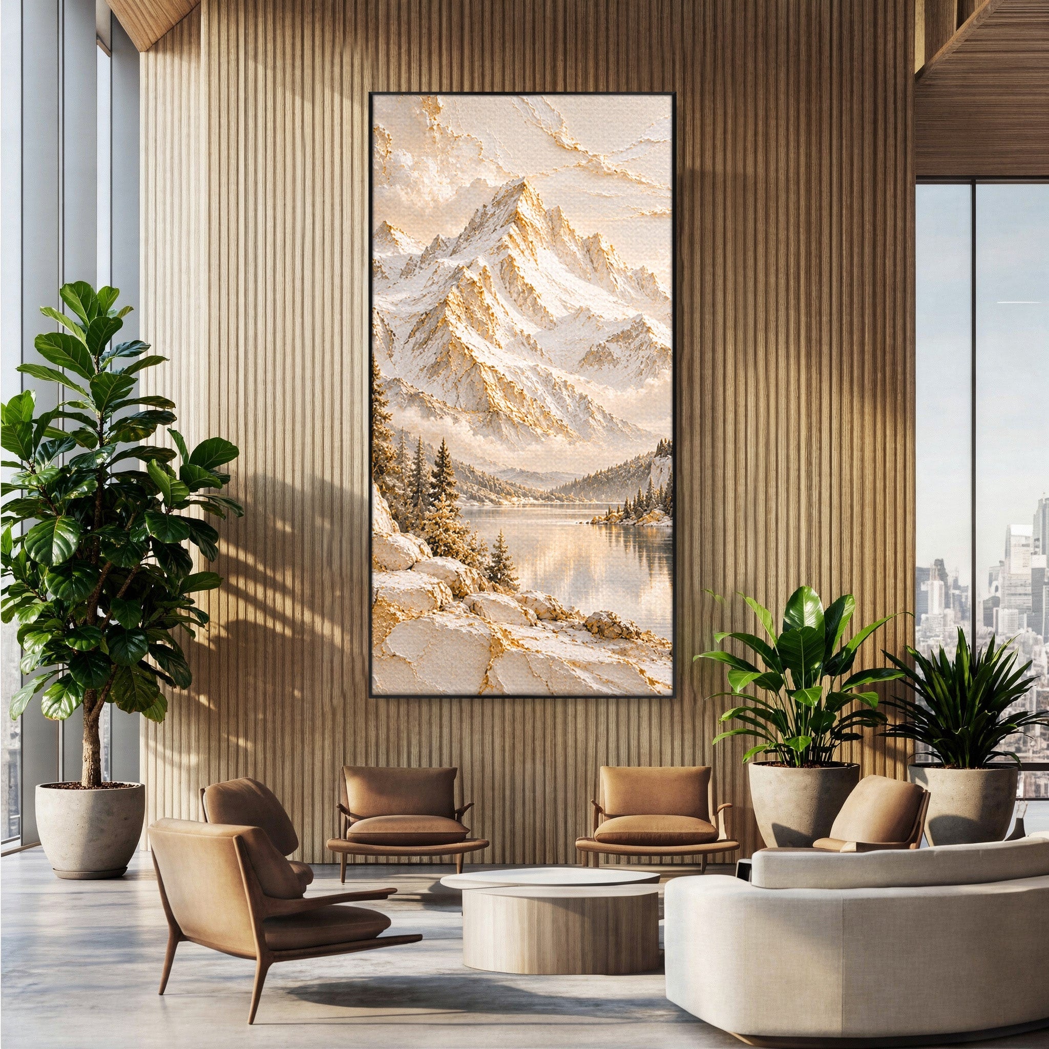 Tablou Canvas Premium LuxCanva® PI1419, Munti Inzapeziti, Vacanta, Peisaj, Iarna, Lacul, Natura, Culori Vibrante, Living, Dormitor