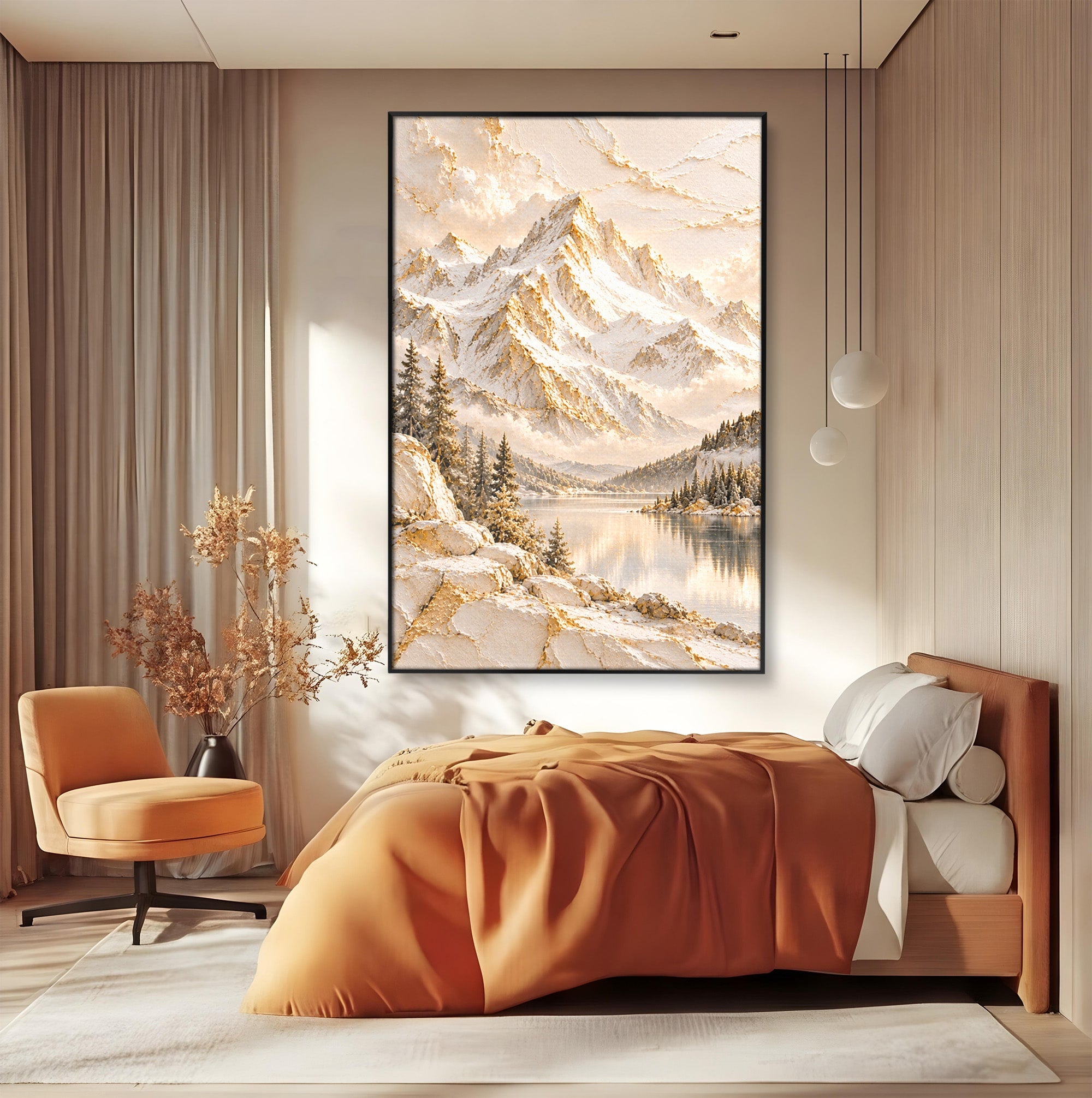 Tablou Canvas Premium LuxCanva® PI1419, Munti Inzapeziti, Vacanta, Peisaj, Iarna, Lacul, Natura, Culori Vibrante, Living, Dormitor