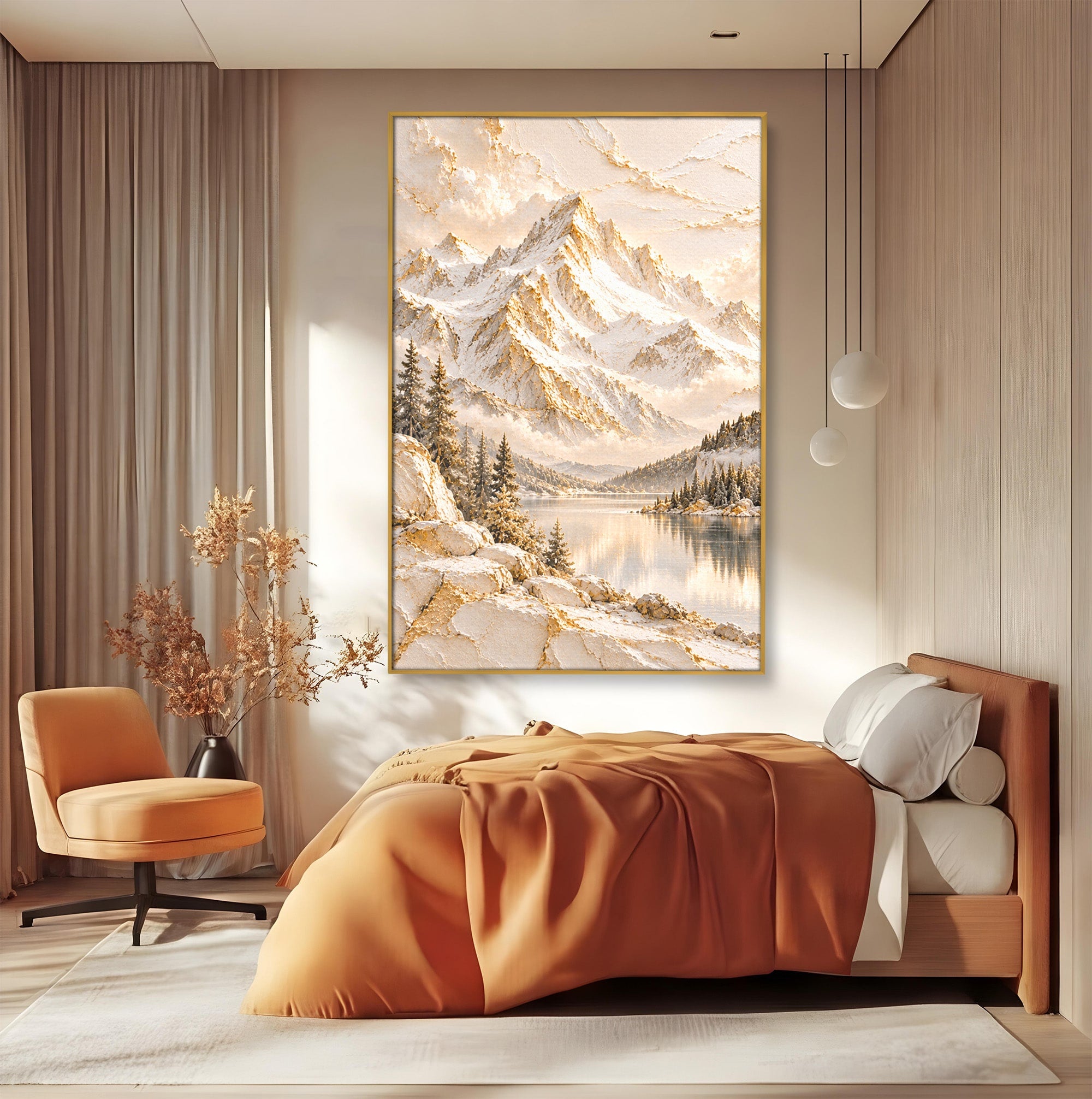 Tablou Canvas Premium LuxCanva® PI1419, Munti Inzapeziti, Vacanta, Peisaj, Iarna, Lacul, Natura, Culori Vibrante, Living, Dormitor