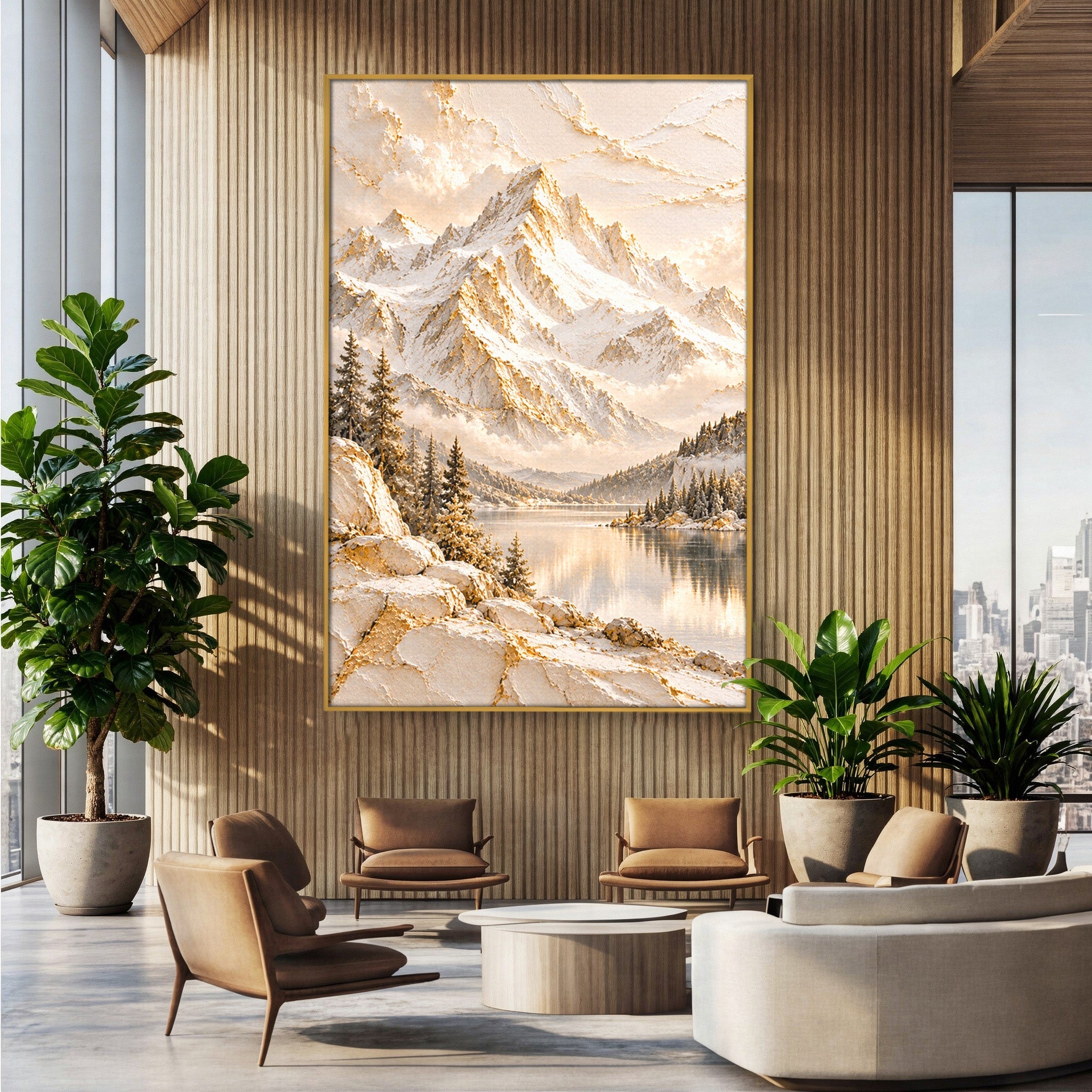 Tablou Canvas Premium LuxCanva® PI1419, Munti Inzapeziti, Vacanta, Peisaj, Iarna, Lacul, Natura, Culori Vibrante, Living, Dormitor