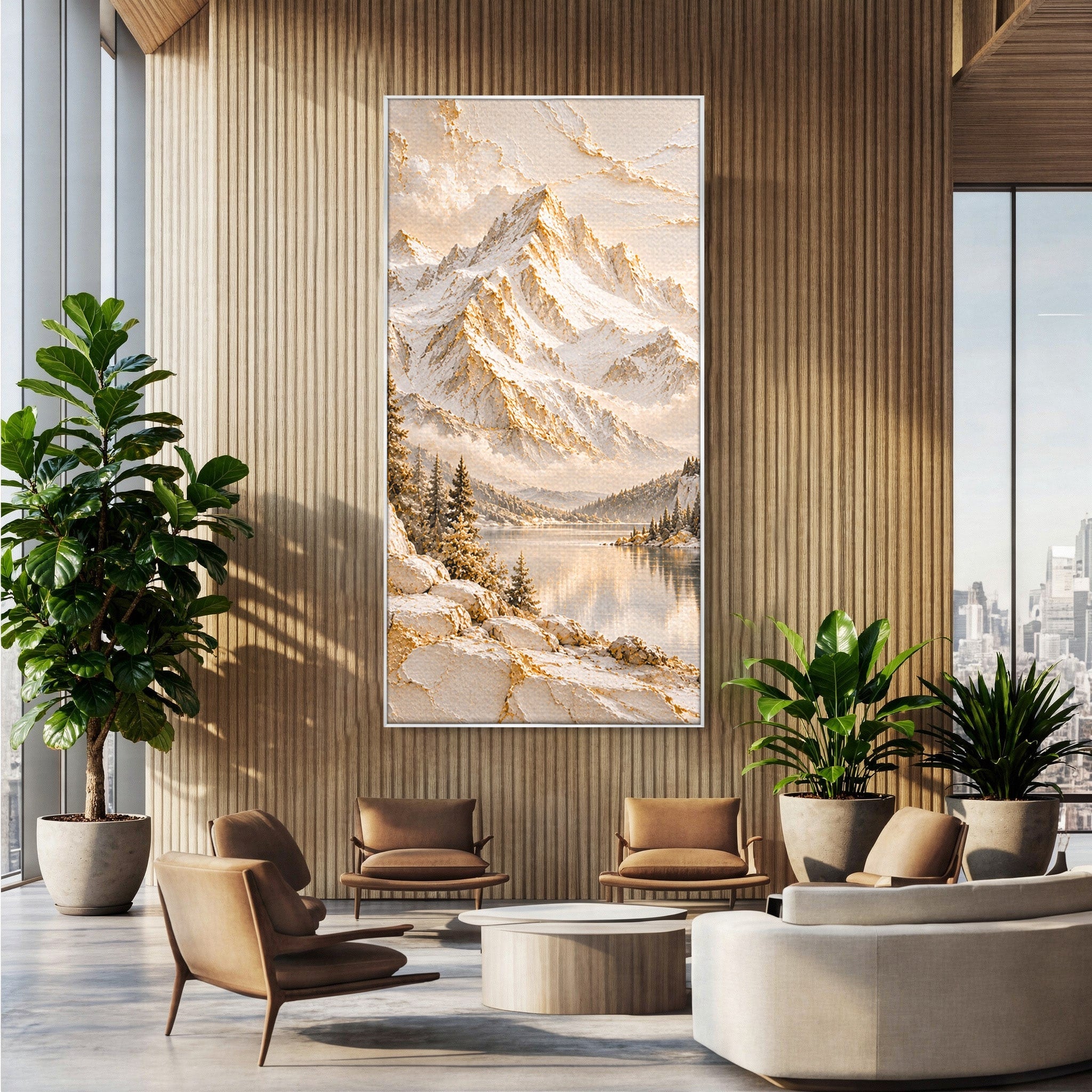 Tablou Canvas Premium LuxCanva® PI1419, Munti Inzapeziti, Vacanta, Peisaj, Iarna, Lacul, Natura, Culori Vibrante, Living, Dormitor