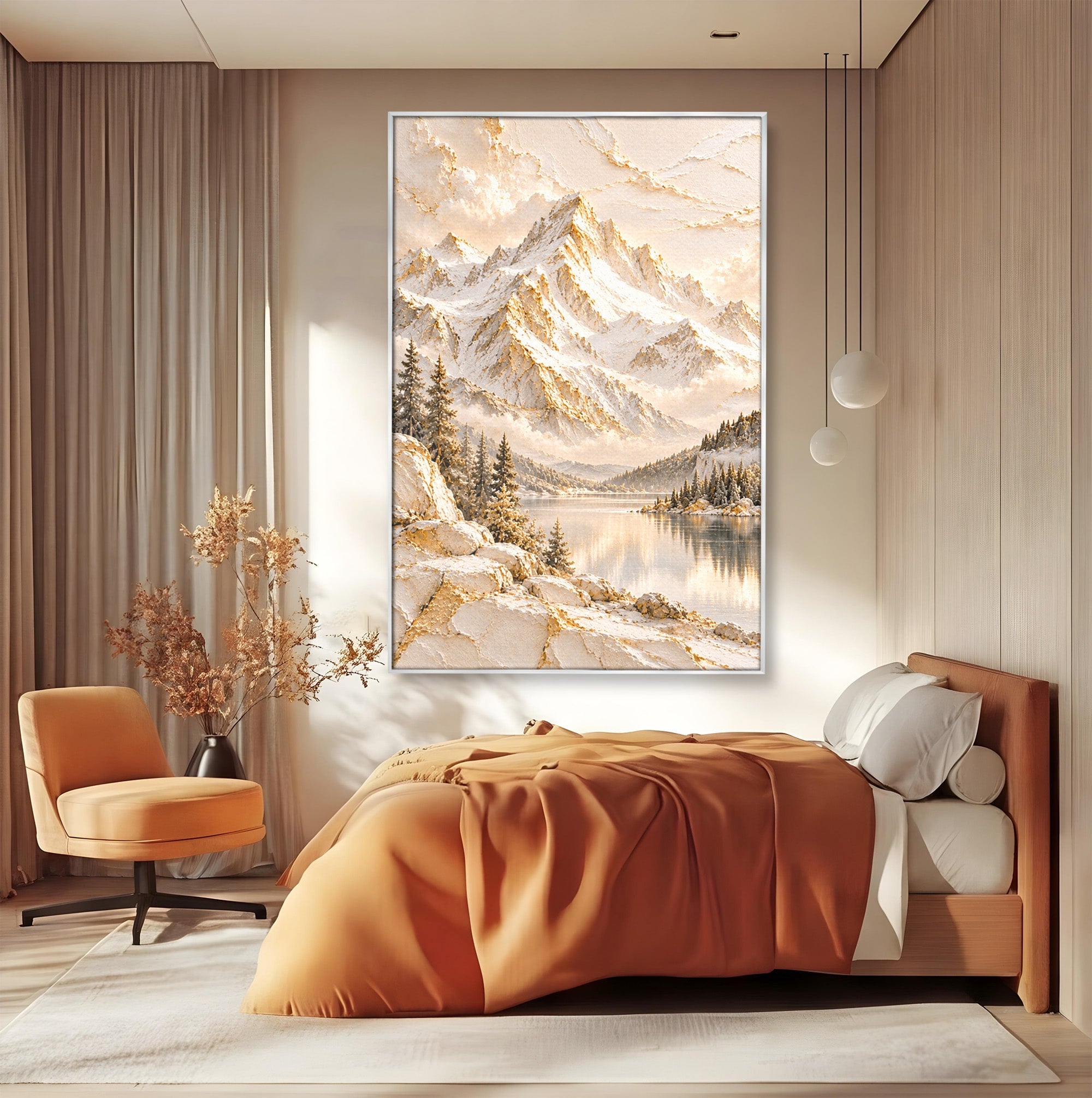 Tablou Canvas Premium LuxCanva® PI1419, Munti Inzapeziti, Vacanta, Peisaj, Iarna, Lacul, Natura, Culori Vibrante, Living, Dormitor