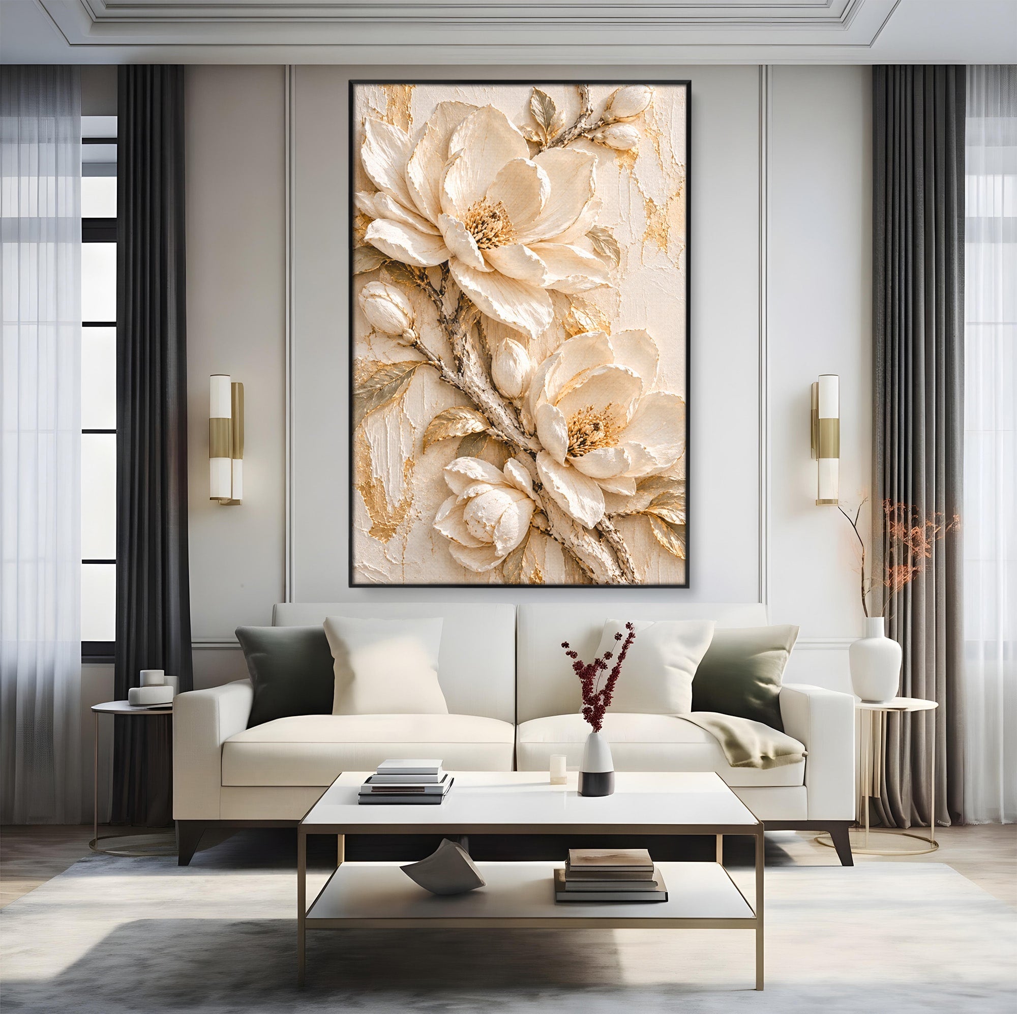Tablou Canvas Premium LuxCanva® PI1420, Flori De Magnolie, Petale, Frumos, Gradina, Cadou, Culori Vibrante, Living, Dormitor, Salon