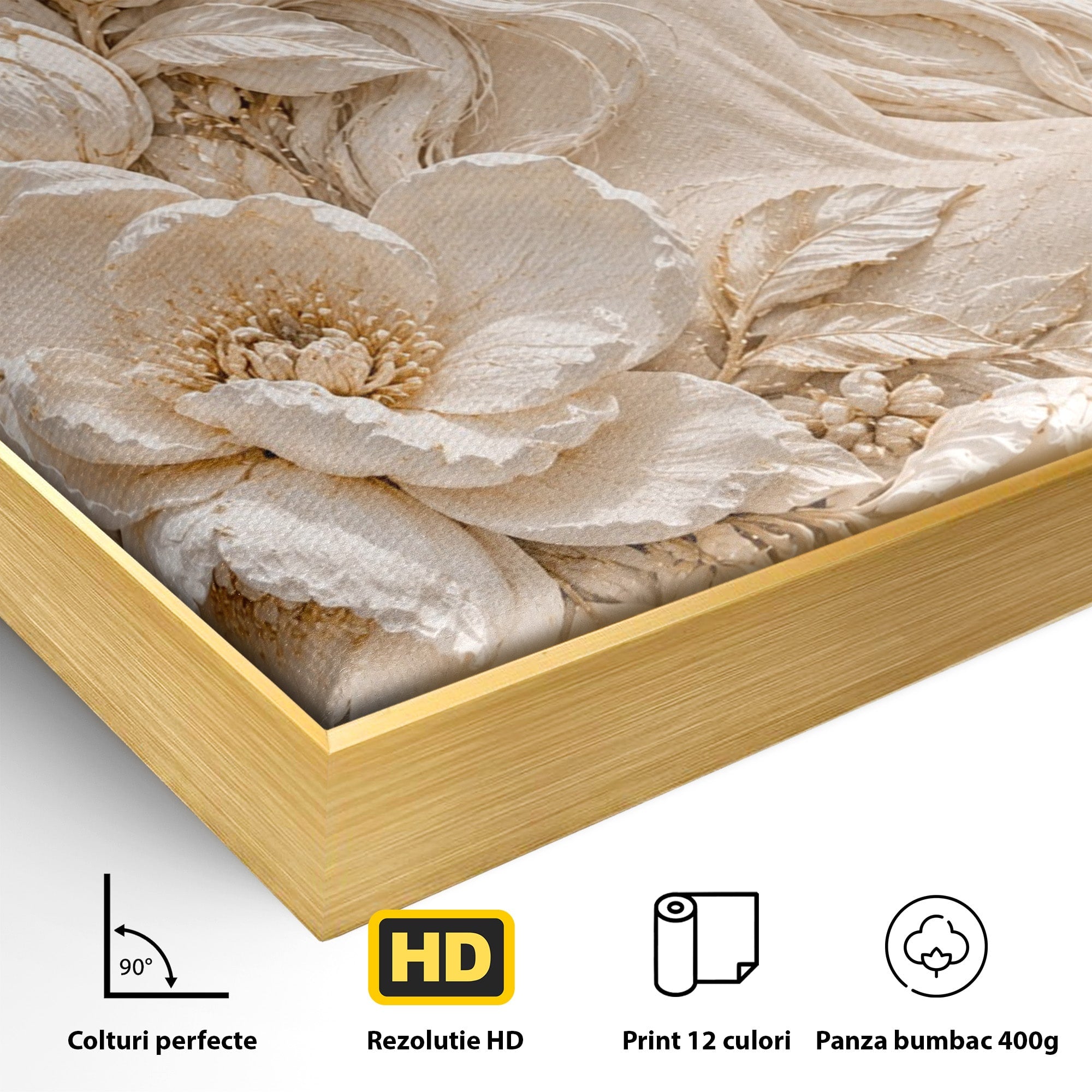 Tablou Canvas Premium LuxCanva® PI1422, Zeița Naturii, Femeie, Flori, Serafic, Eleganta, Culori Vibrante, Living, Dormitor, Salon