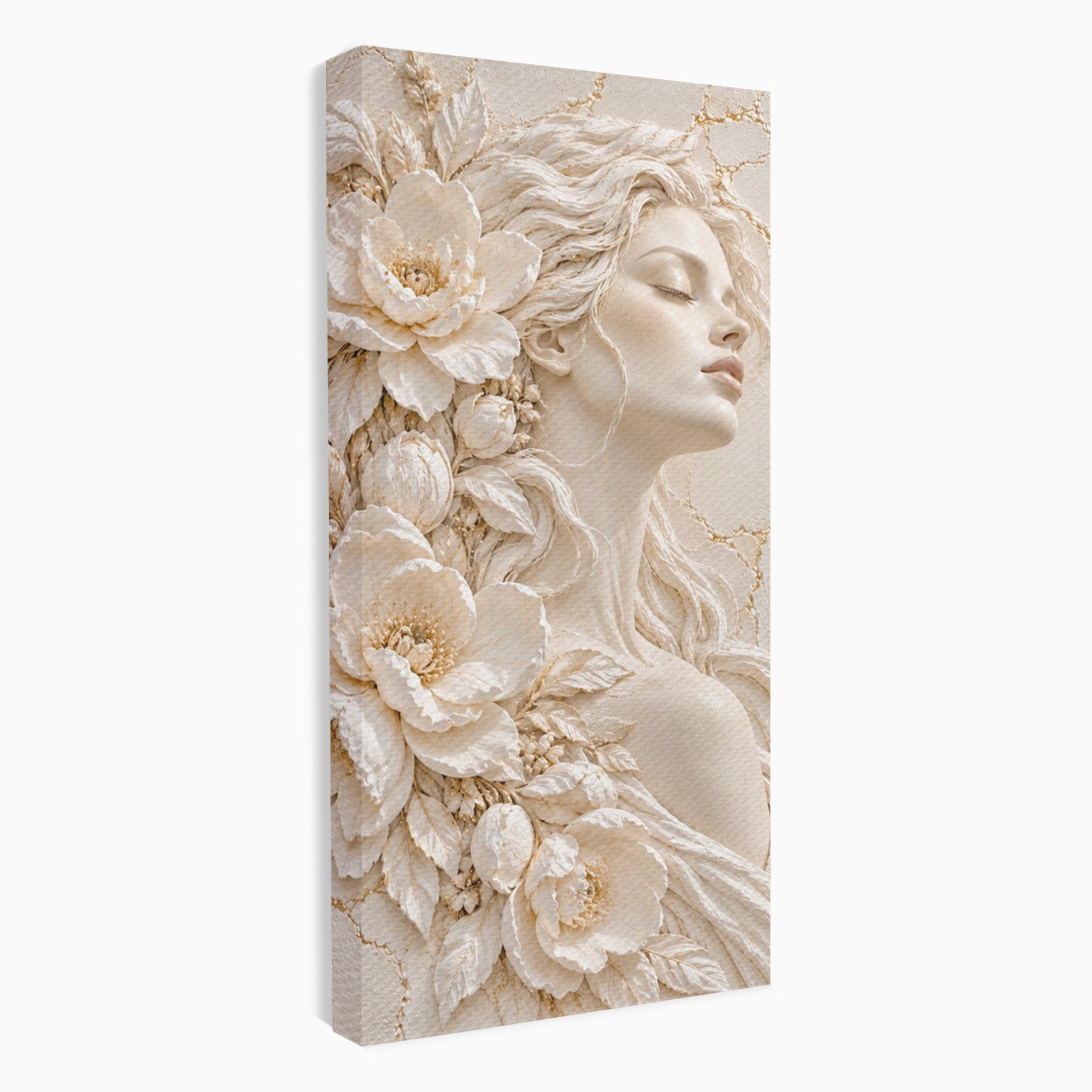 Tablou Canvas Premium LuxCanva® PI1422, Zeița Naturii, Femeie, Flori, Serafic, Eleganta, Culori Vibrante, Living, Dormitor, Salon