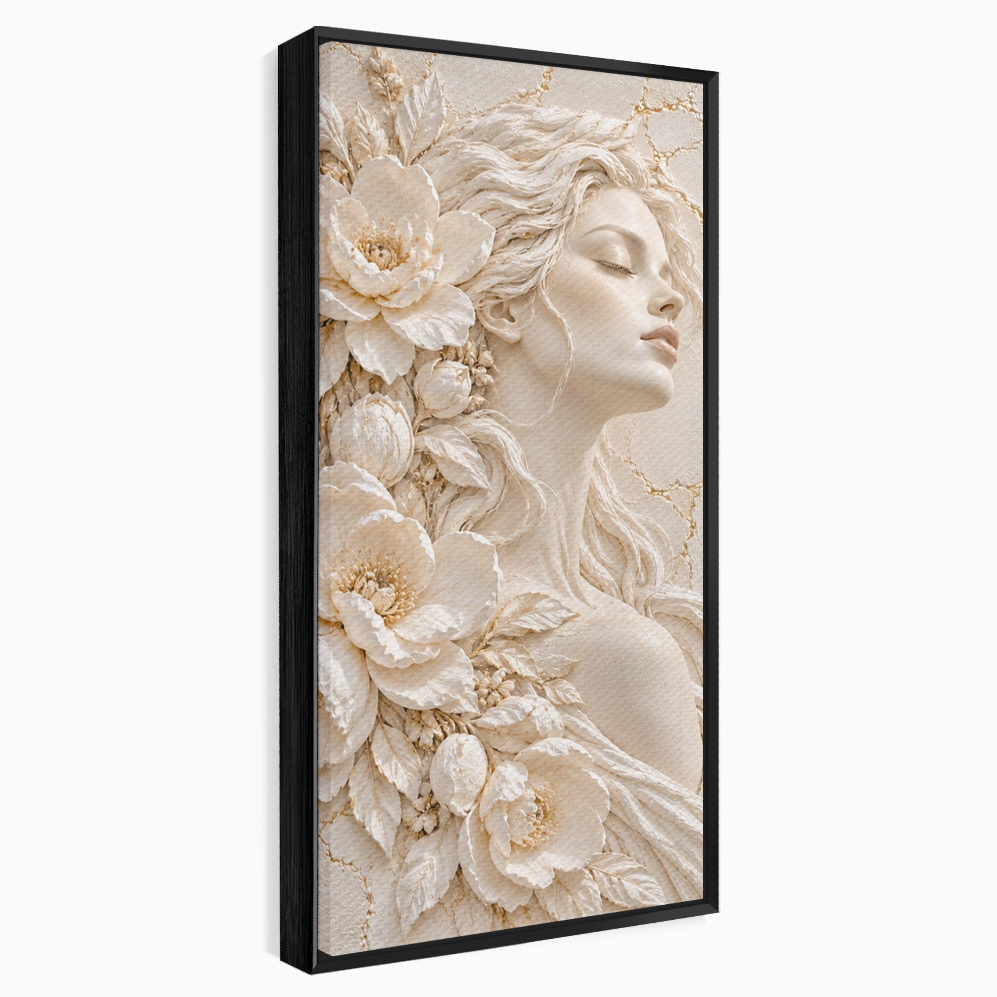 Tablou Canvas Premium LuxCanva® PI1422, Zeița Naturii, Femeie, Flori, Serafic, Eleganta, Culori Vibrante, Living, Dormitor, Salon