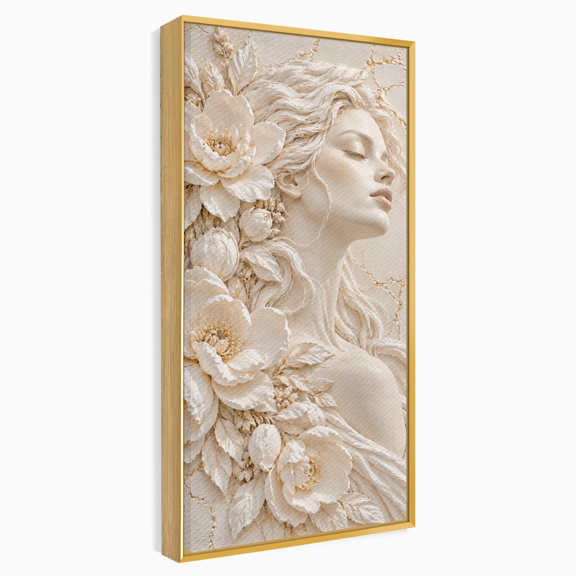 Tablou Canvas Premium LuxCanva® PI1422, Zeița Naturii, Femeie, Flori, Serafic, Eleganta, Culori Vibrante, Living, Dormitor, Salon