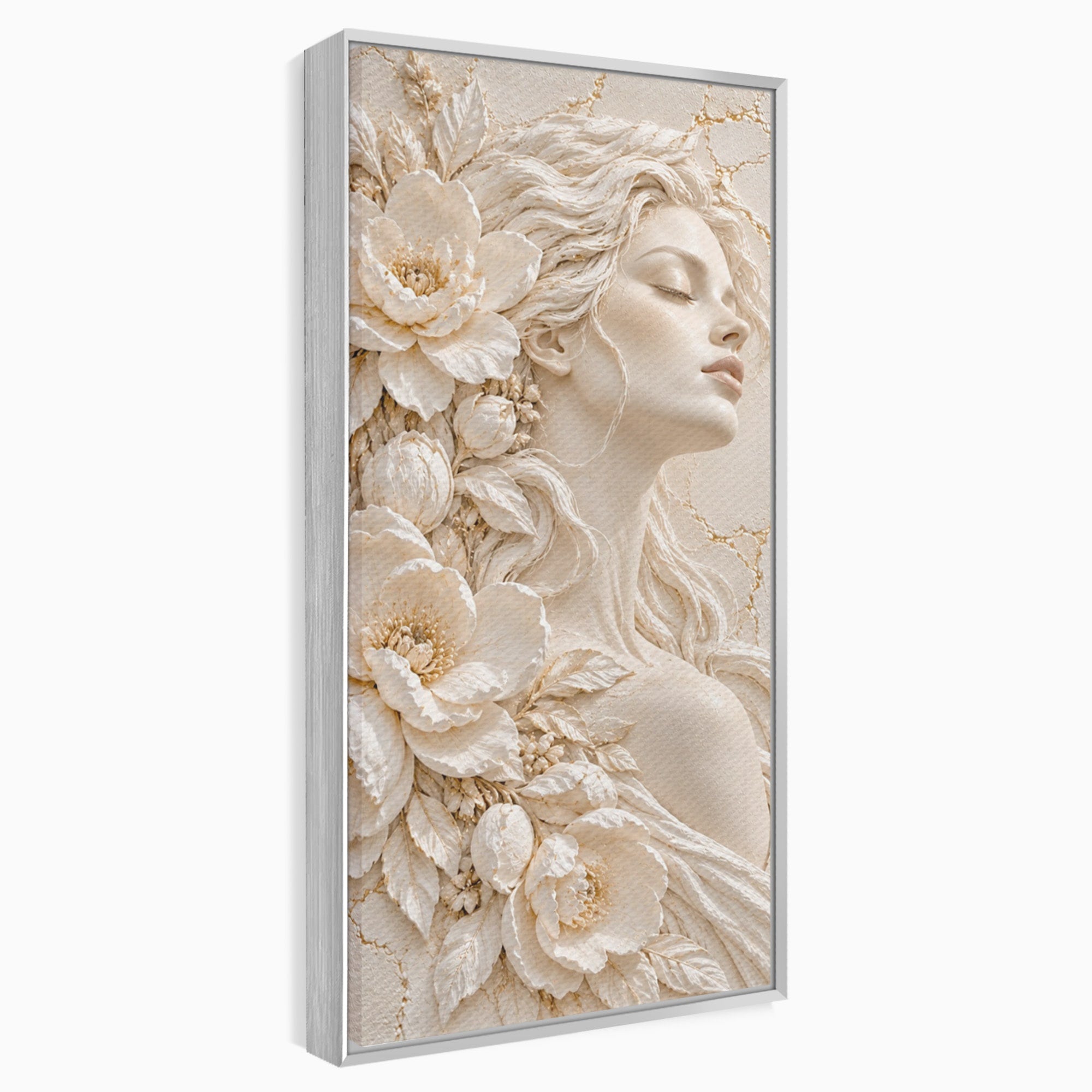 Tablou Canvas Premium LuxCanva® PI1422, Zeița Naturii, Femeie, Flori, Serafic, Eleganta, Culori Vibrante, Living, Dormitor, Salon
