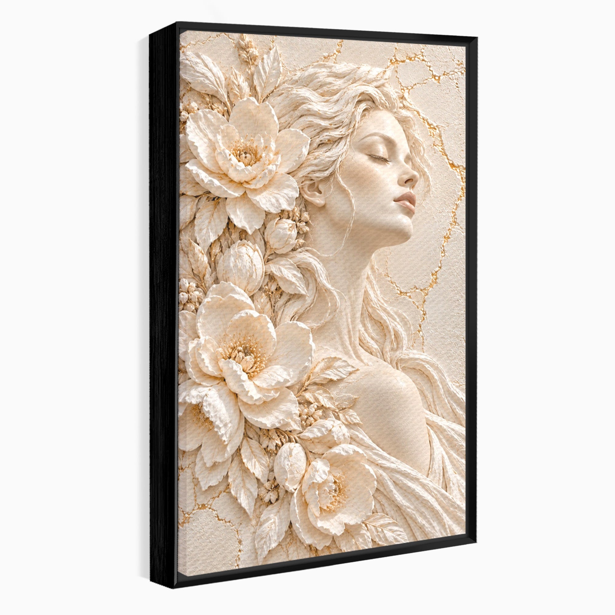 Tablou Canvas Premium LuxCanva® PI1422, Zeița Naturii, Femeie, Flori, Serafic, Eleganta, Culori Vibrante, Living, Dormitor, Salon