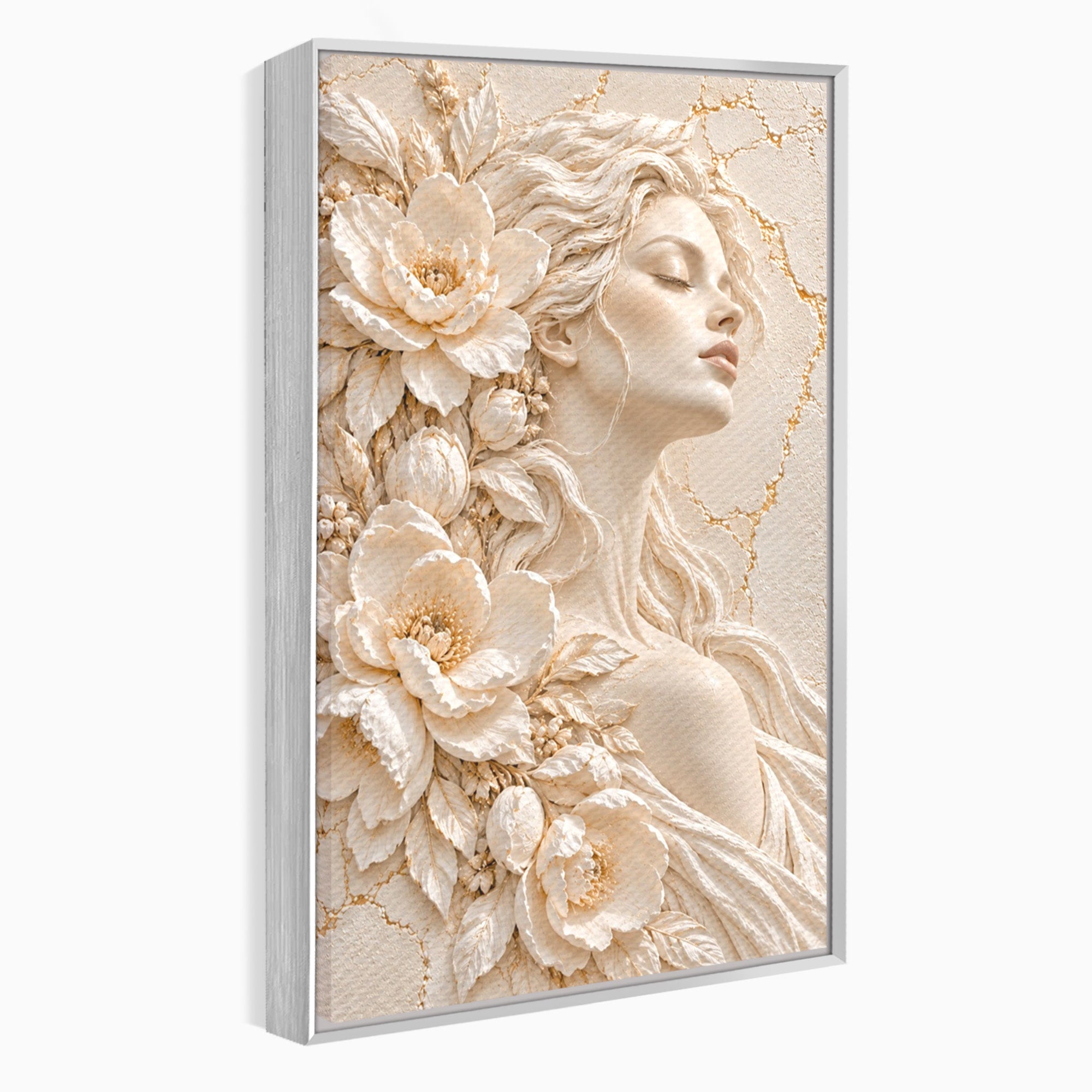 Tablou Canvas Premium LuxCanva® PI1422, Zeița Naturii, Femeie, Flori, Serafic, Eleganta, Culori Vibrante, Living, Dormitor, Salon
