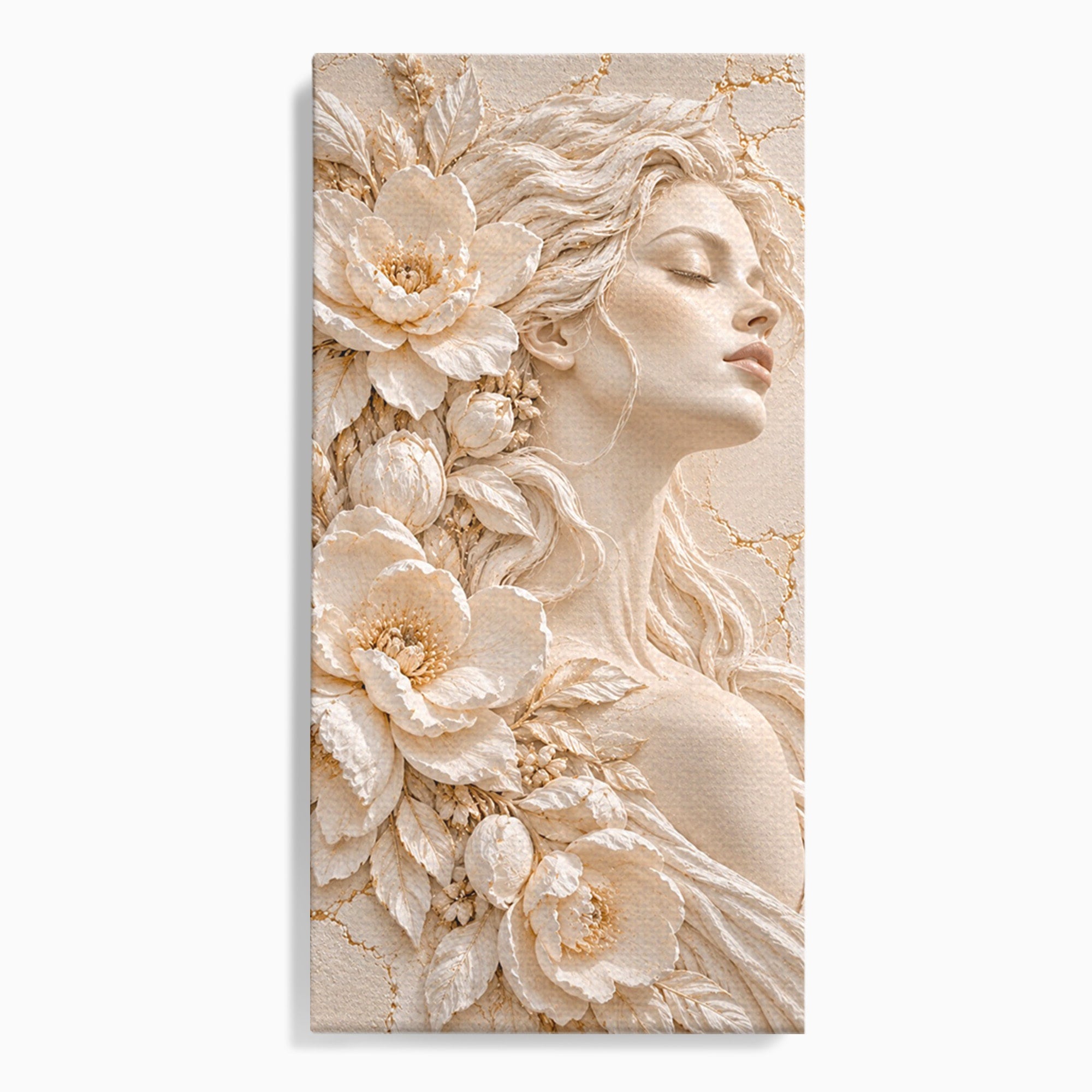 Tablou Canvas Premium LuxCanva® PI1422, Zeița Naturii, Femeie, Flori, Serafic, Eleganta, Culori Vibrante, Living, Dormitor, Salon