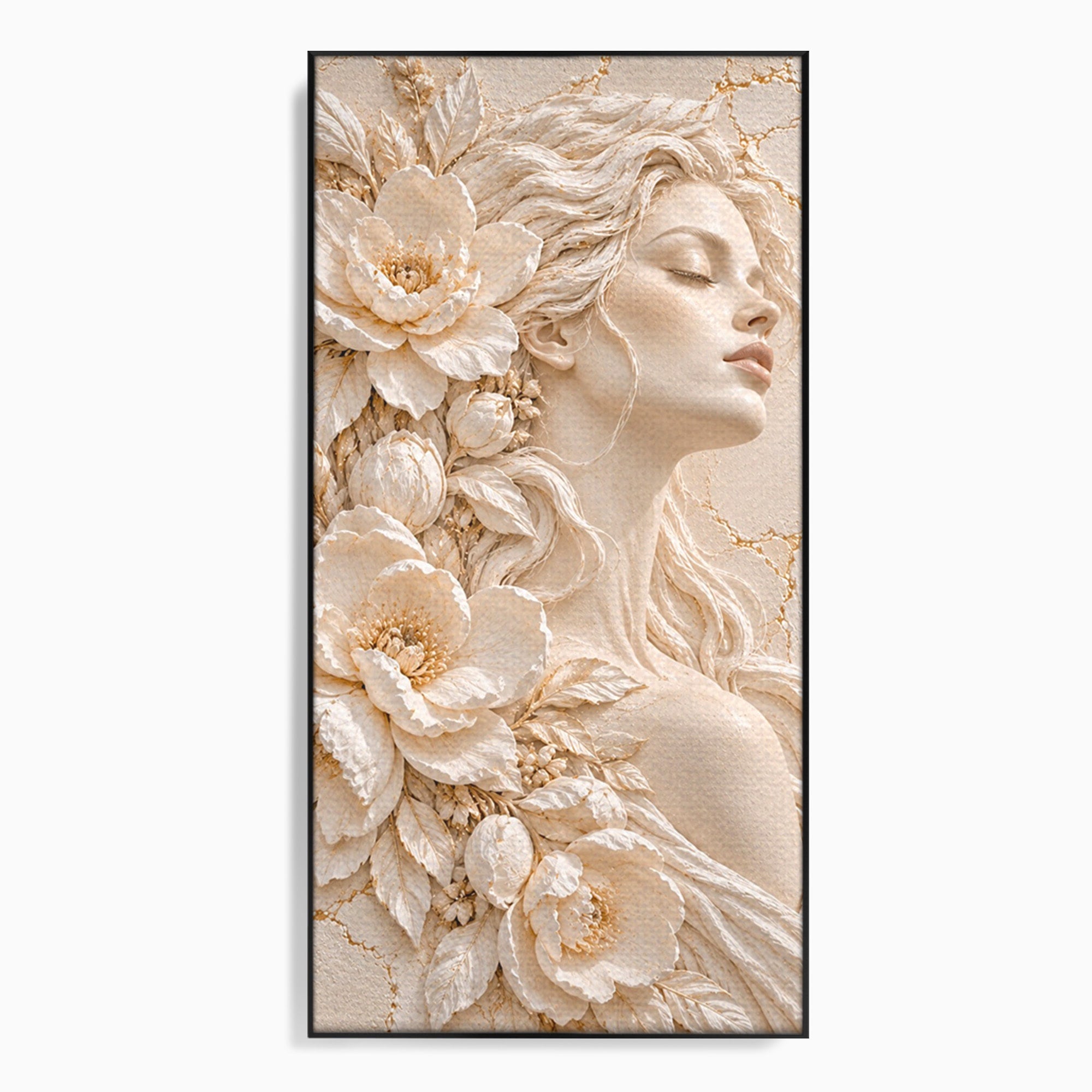 Tablou Canvas Premium LuxCanva® PI1422, Zeița Naturii, Femeie, Flori, Serafic, Eleganta, Culori Vibrante, Living, Dormitor, Salon