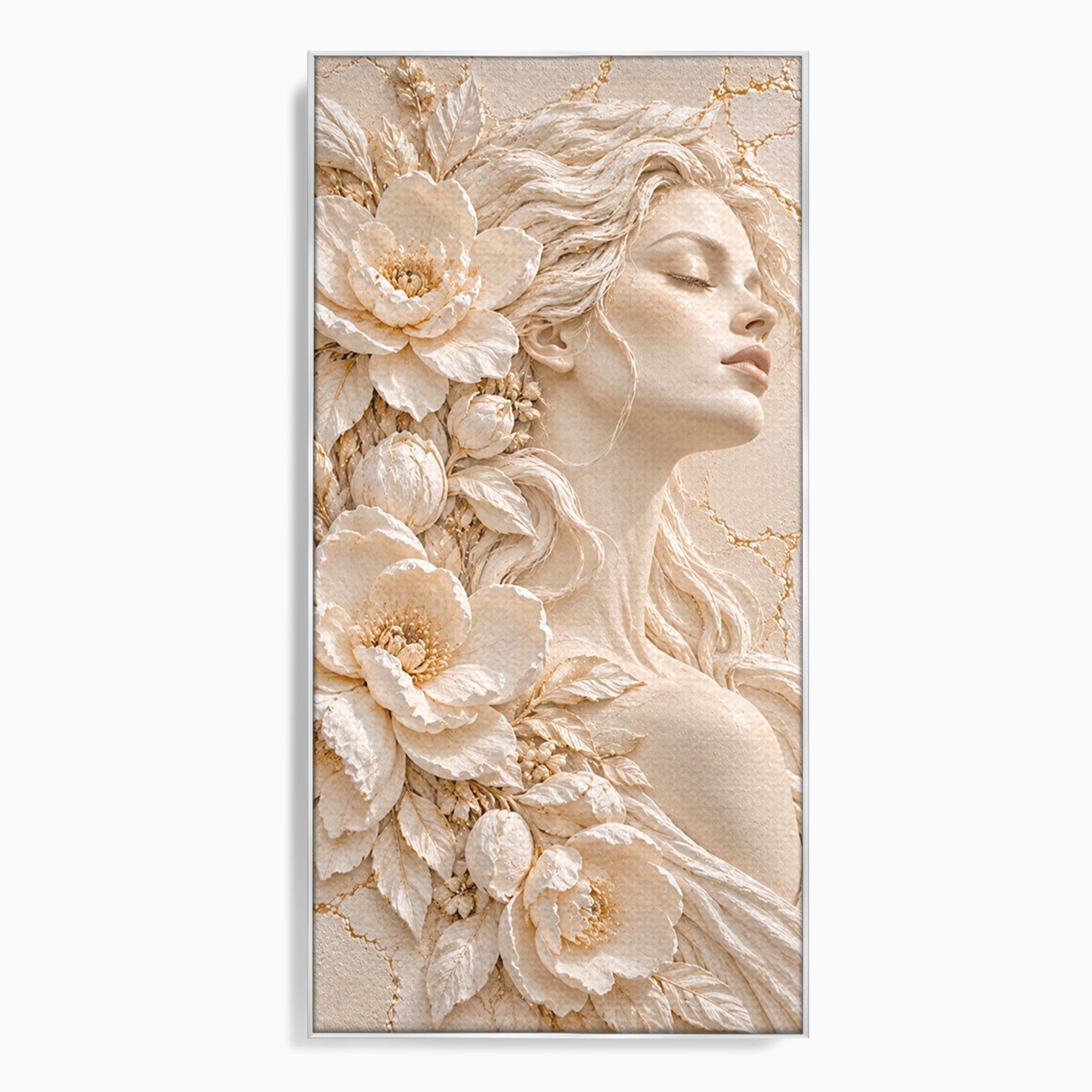 Tablou Canvas Premium LuxCanva® PI1422, Zeița Naturii, Femeie, Flori, Serafic, Eleganta, Culori Vibrante, Living, Dormitor, Salon