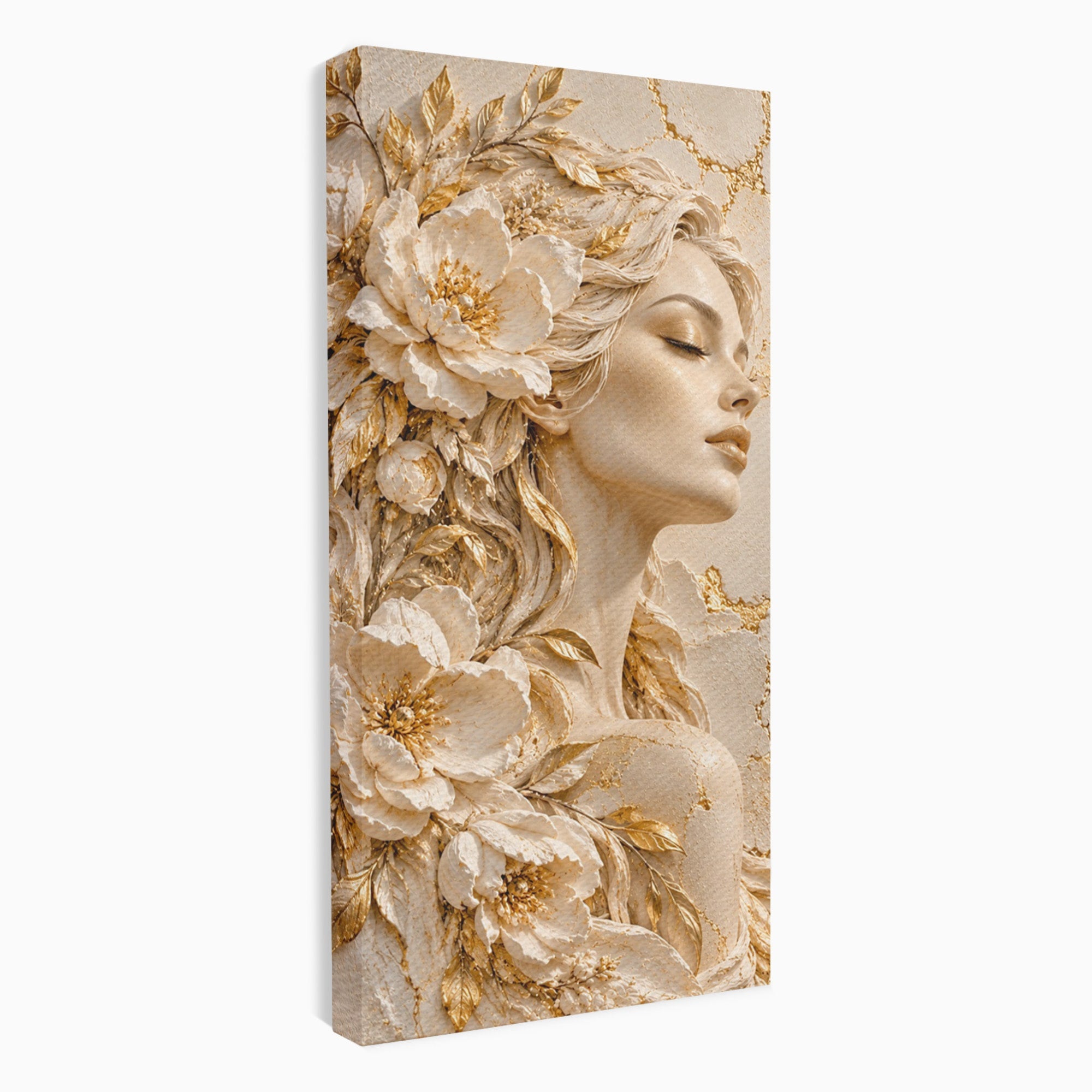 Tablou Canvas Premium LuxCanva® PI1424, Zeița Florilor, Divin, Femeie, Portret, Eleganță, Culori Vibrante, Living, Dormitor