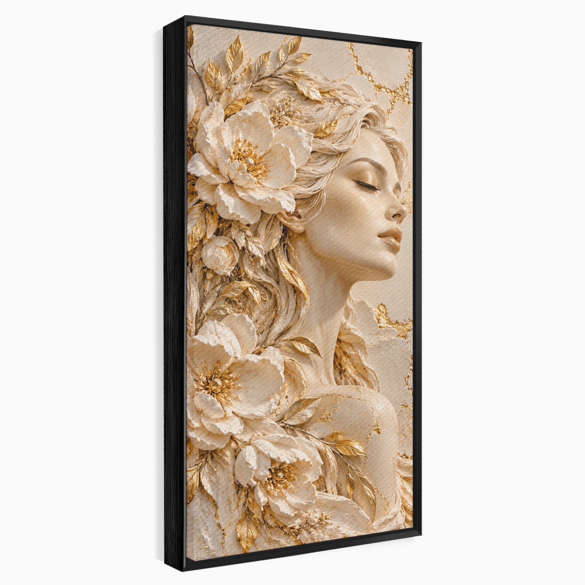 Tablou Canvas Premium LuxCanva® PI1424, Zeița Florilor, Divin, Femeie, Portret, Eleganță, Culori Vibrante, Living, Dormitor