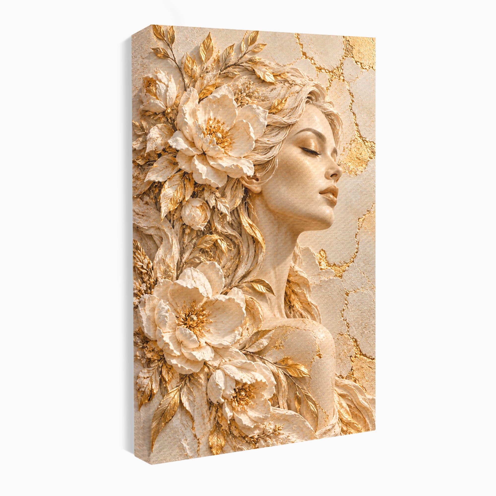 Tablou Canvas Premium LuxCanva® PI1424, Zeița Florilor, Divin, Femeie, Portret, Eleganță, Culori Vibrante, Living, Dormitor