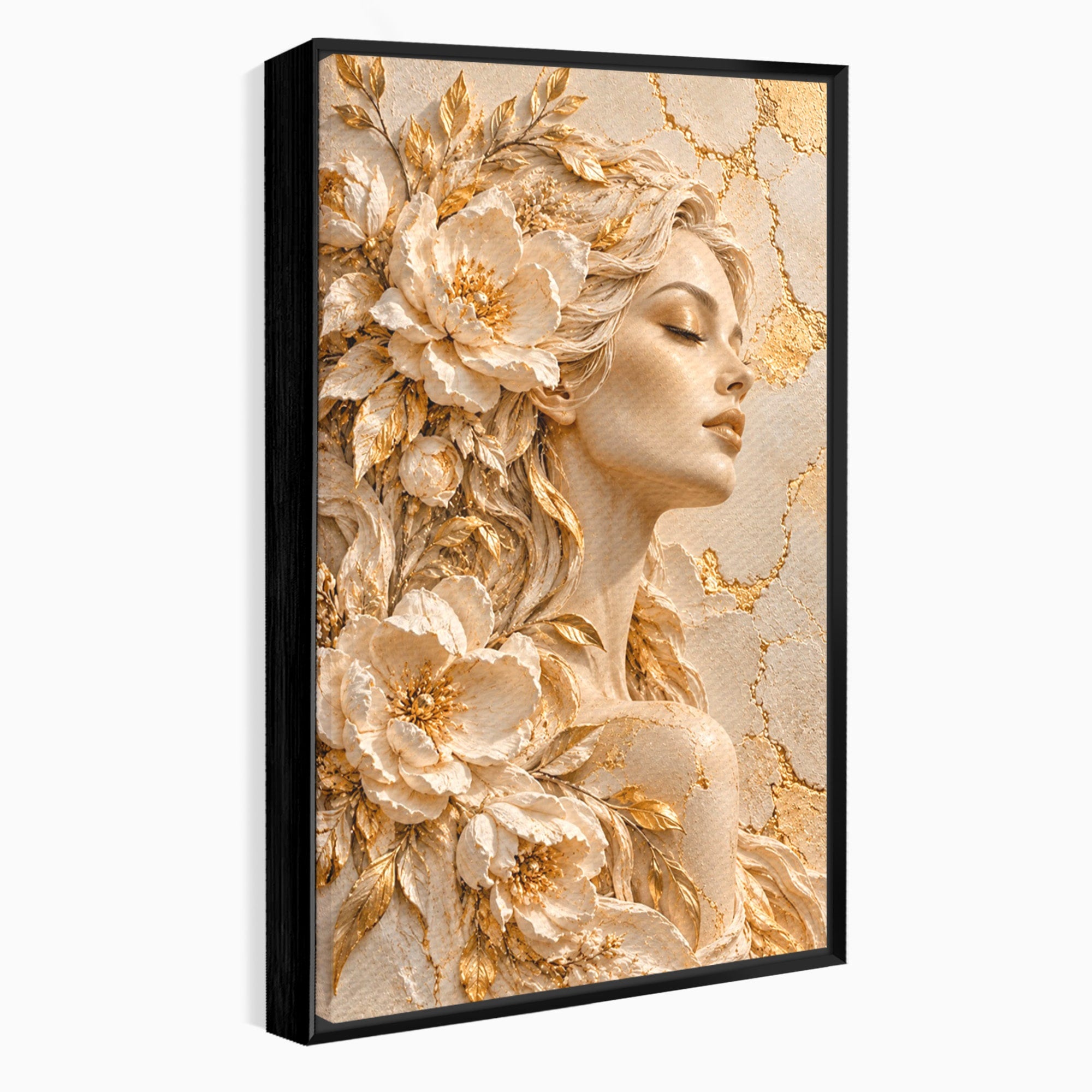 Tablou Canvas Premium LuxCanva® PI1424, Zeița Florilor, Divin, Femeie, Portret, Eleganță, Culori Vibrante, Living, Dormitor