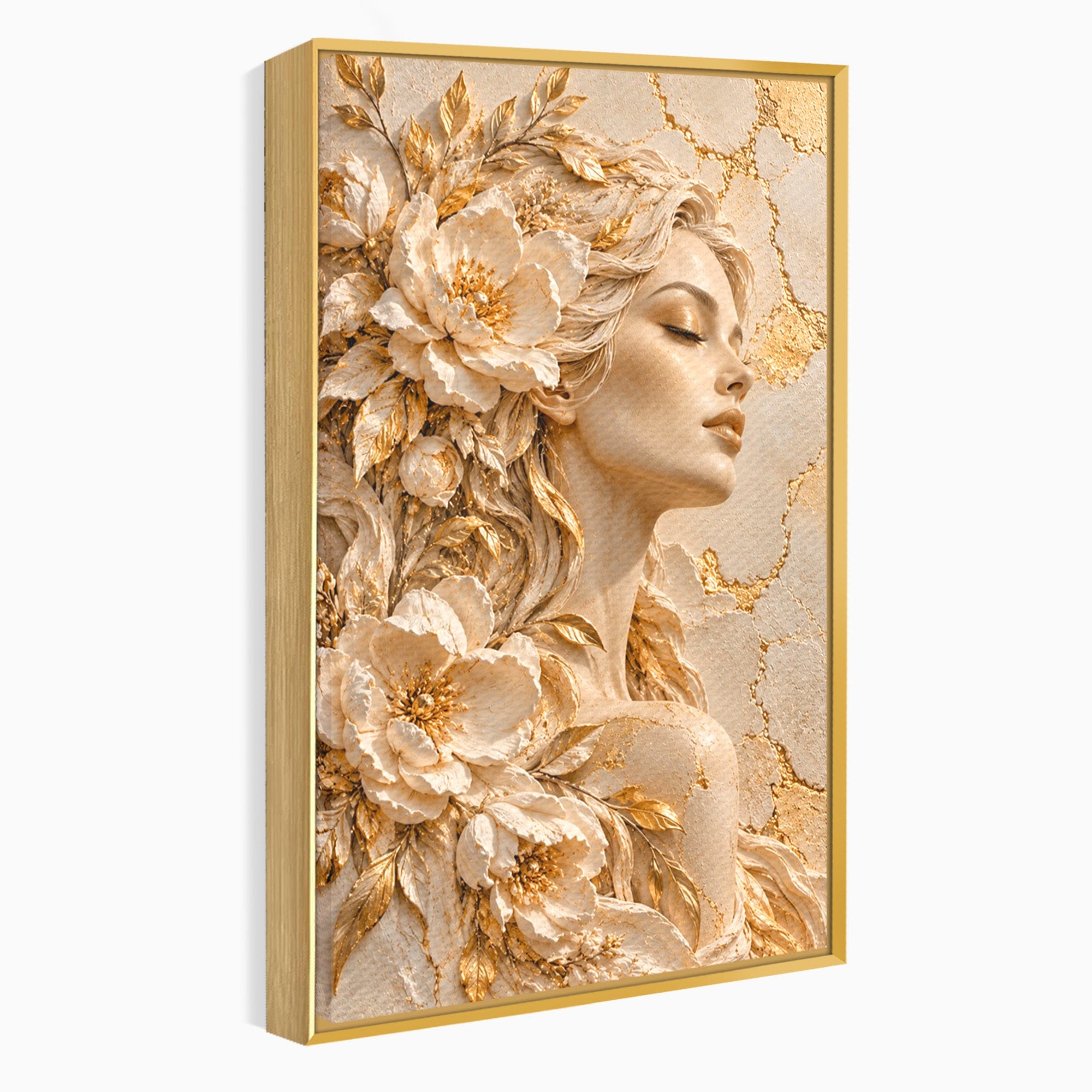 Tablou Canvas Premium LuxCanva® PI1424, Zeița Florilor, Divin, Femeie, Portret, Eleganță, Culori Vibrante, Living, Dormitor