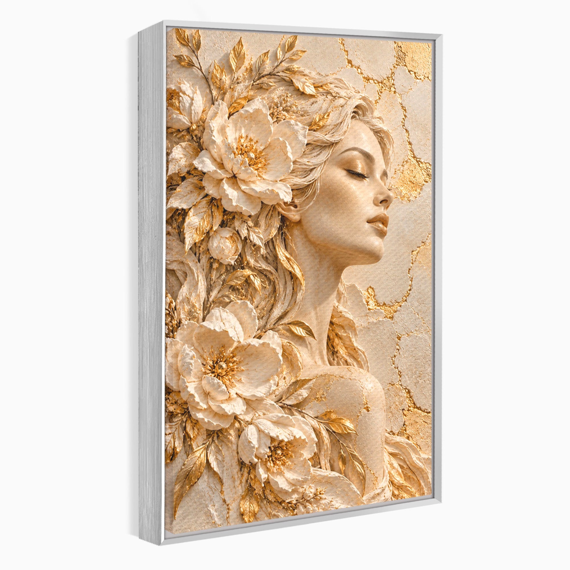 Tablou Canvas Premium LuxCanva® PI1424, Zeița Florilor, Divin, Femeie, Portret, Eleganță, Culori Vibrante, Living, Dormitor