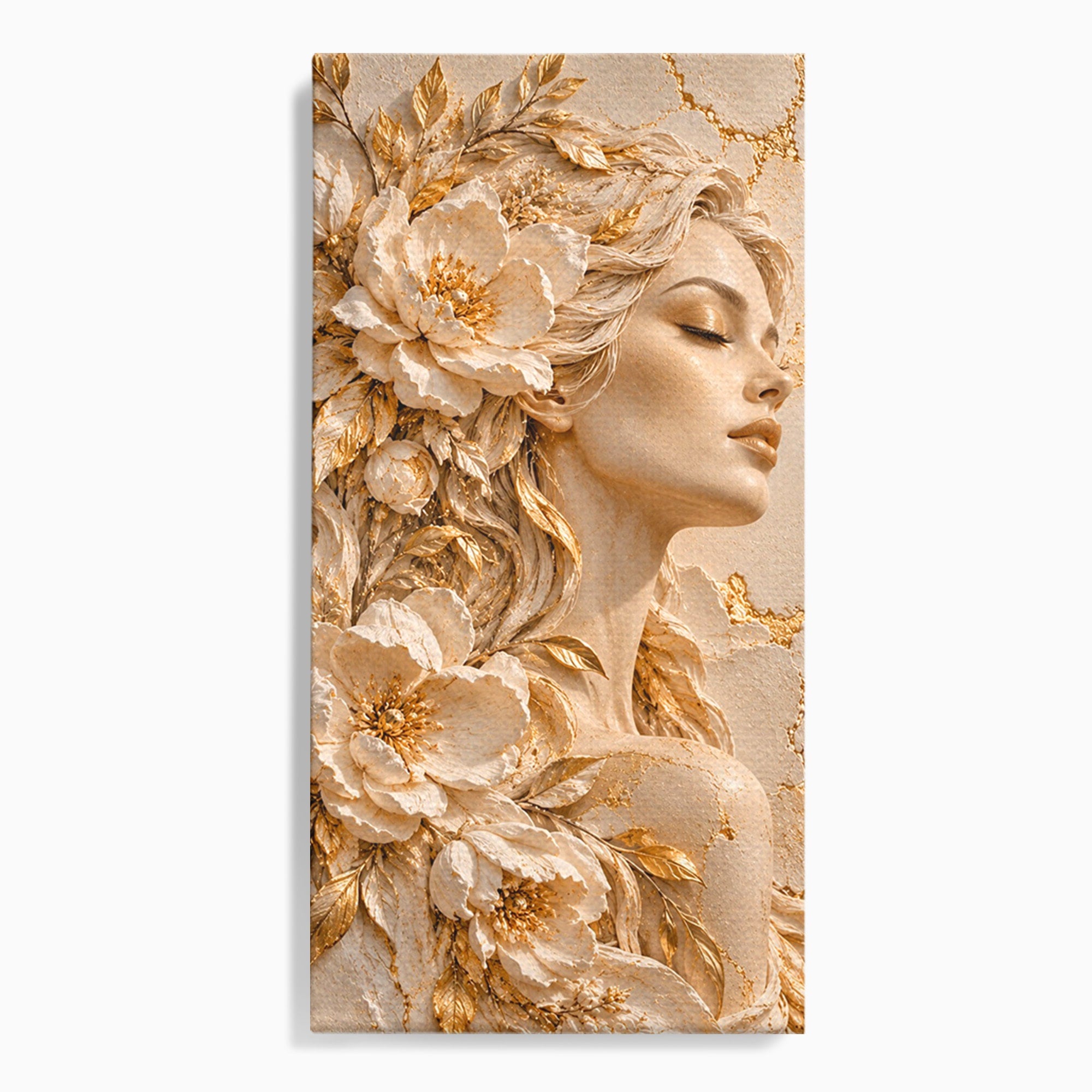 Tablou Canvas Premium LuxCanva® PI1424, Zeița Florilor, Divin, Femeie, Portret, Eleganță, Culori Vibrante, Living, Dormitor