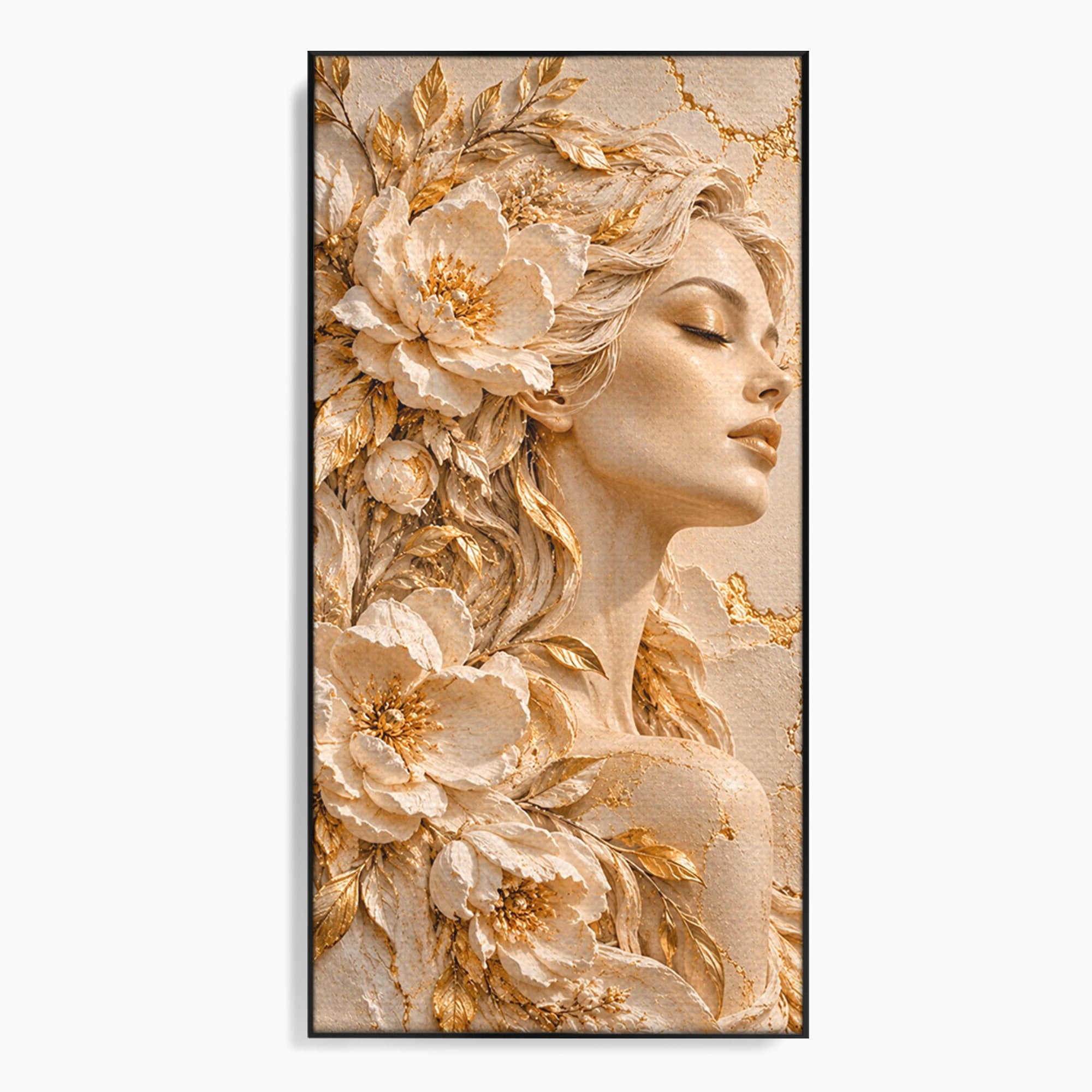 Tablou Canvas Premium LuxCanva® PI1424, Zeița Florilor, Divin, Femeie, Portret, Eleganță, Culori Vibrante, Living, Dormitor
