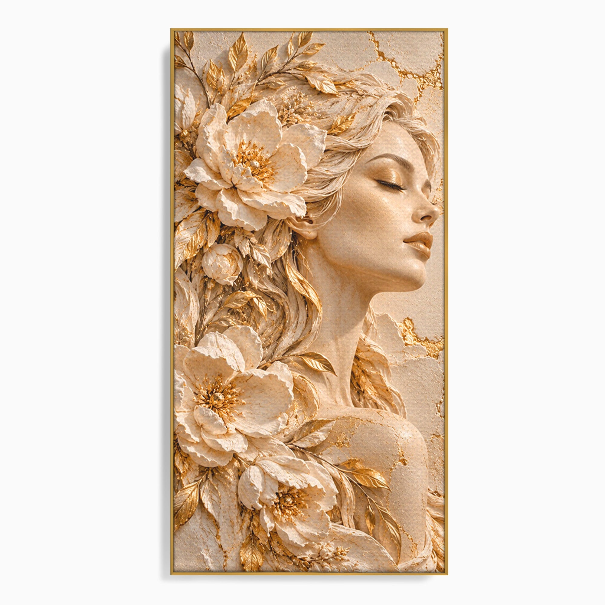 Tablou Canvas Premium LuxCanva® PI1424, Zeița Florilor, Divin, Femeie, Portret, Eleganță, Culori Vibrante, Living, Dormitor