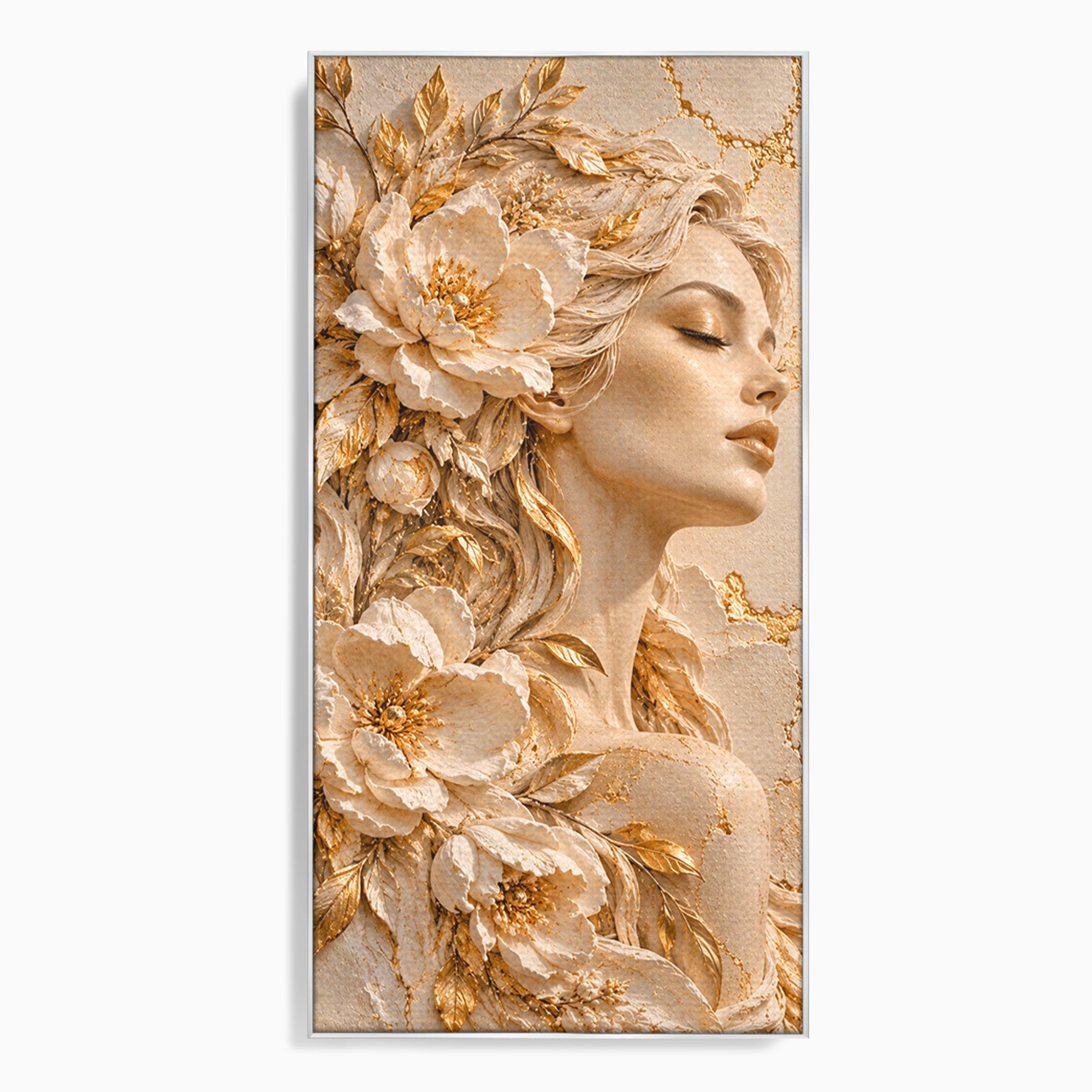 Tablou Canvas Premium LuxCanva® PI1424, Zeița Florilor, Divin, Femeie, Portret, Eleganță, Culori Vibrante, Living, Dormitor