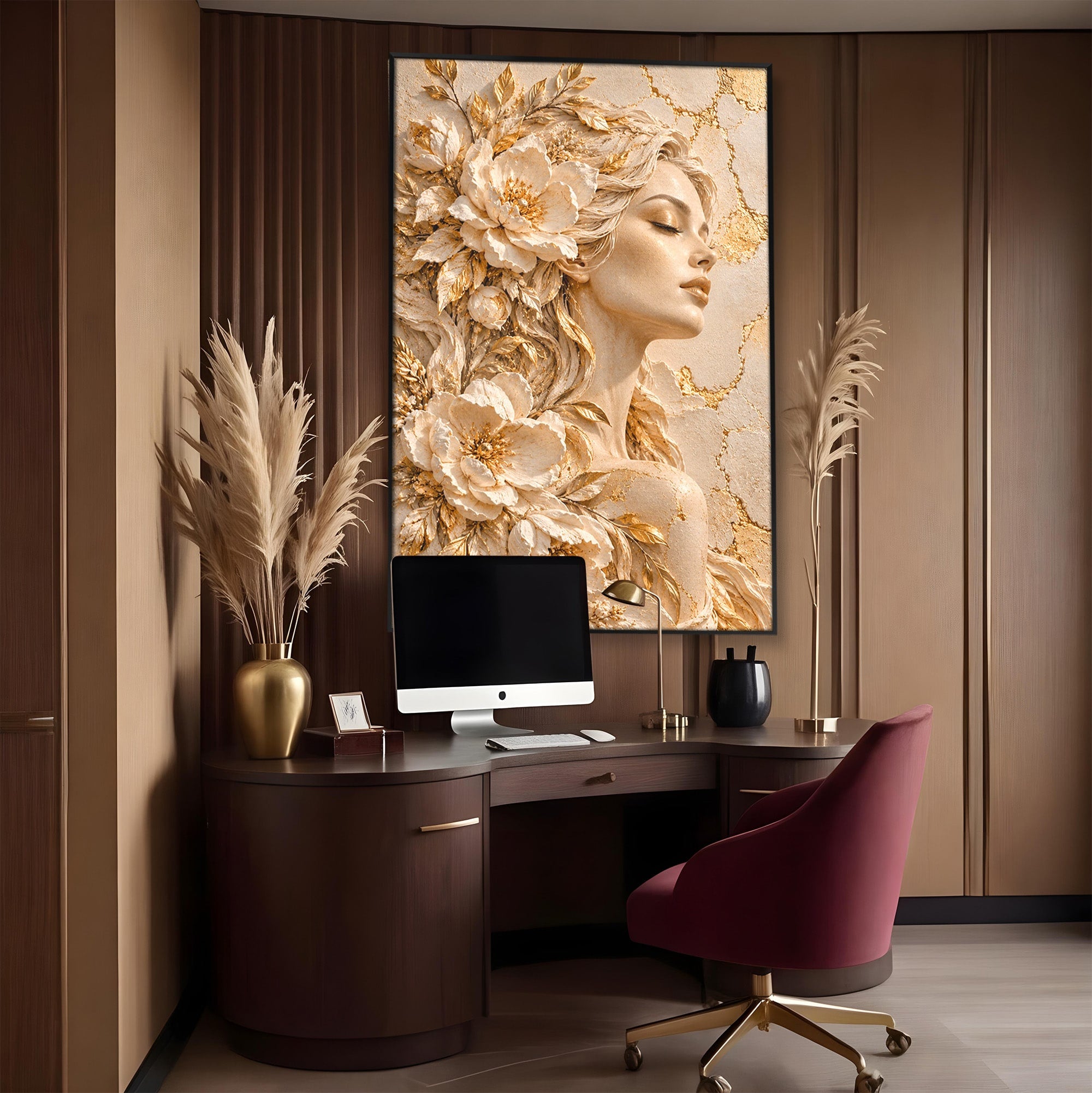 Tablou Canvas Premium LuxCanva® PI1424, Zeița Florilor, Divin, Femeie, Portret, Eleganță, Culori Vibrante, Living, Dormitor
