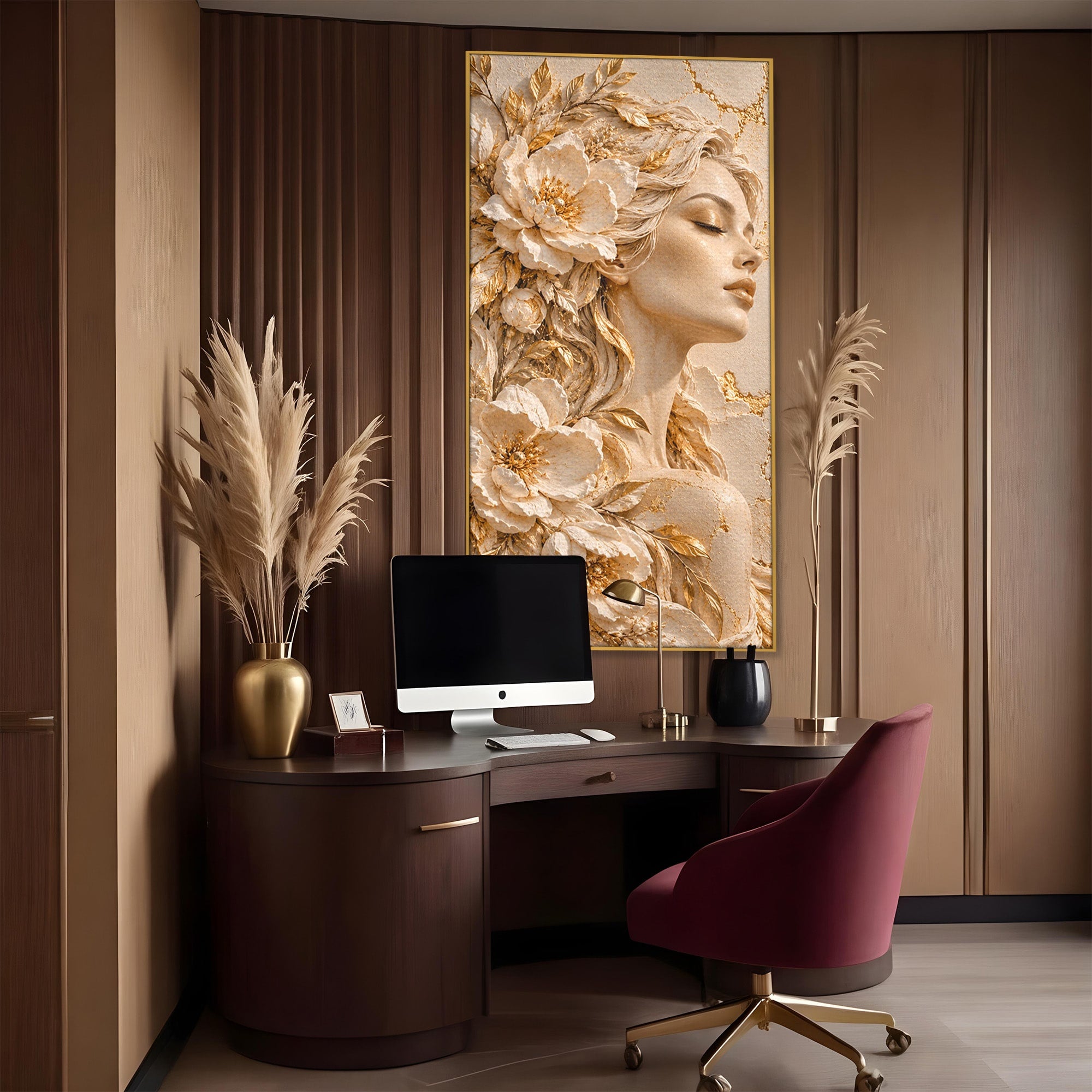Tablou Canvas Premium LuxCanva® PI1424, Zeița Florilor, Divin, Femeie, Portret, Eleganță, Culori Vibrante, Living, Dormitor