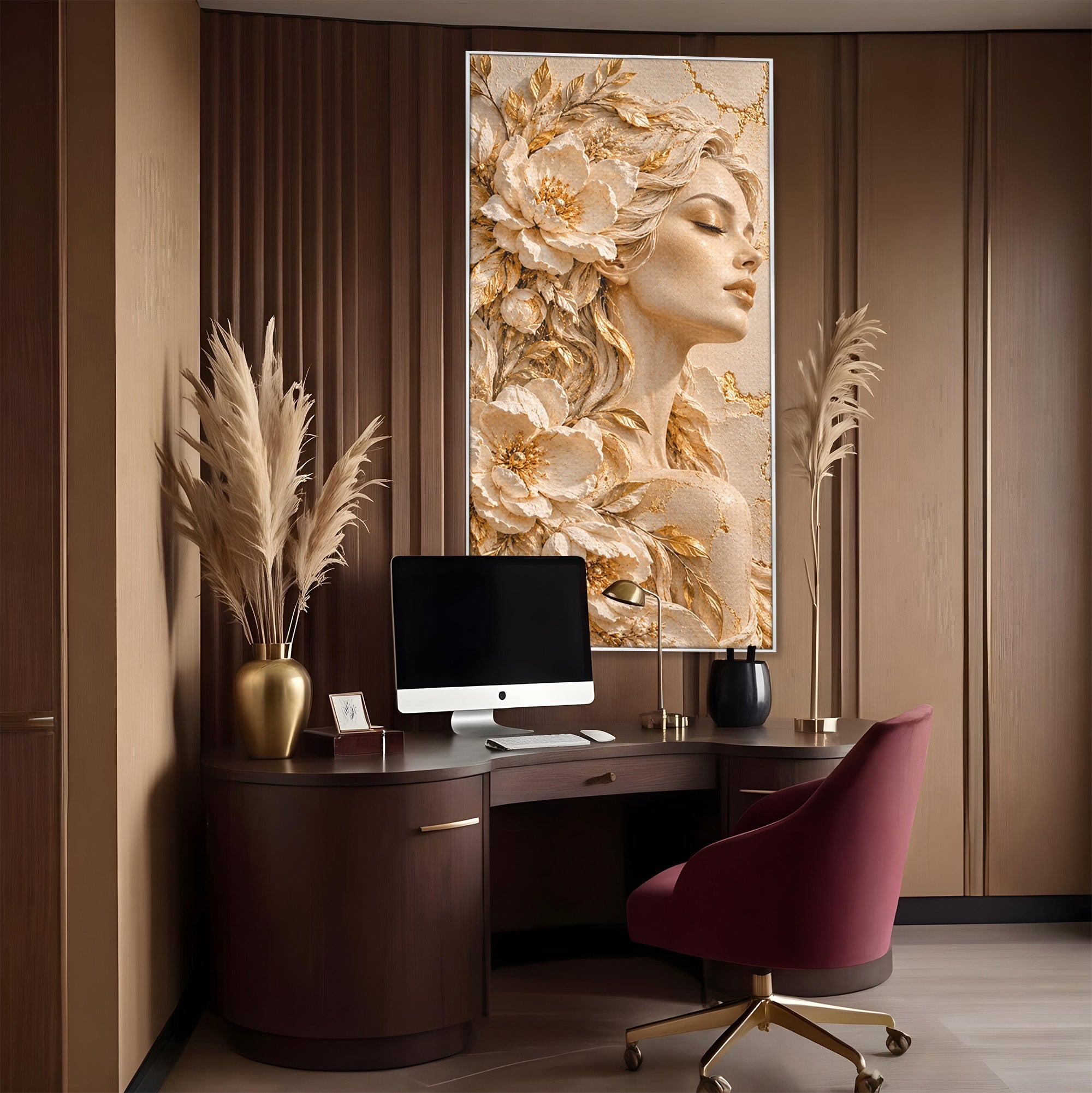 Tablou Canvas Premium LuxCanva® PI1424, Zeița Florilor, Divin, Femeie, Portret, Eleganță, Culori Vibrante, Living, Dormitor