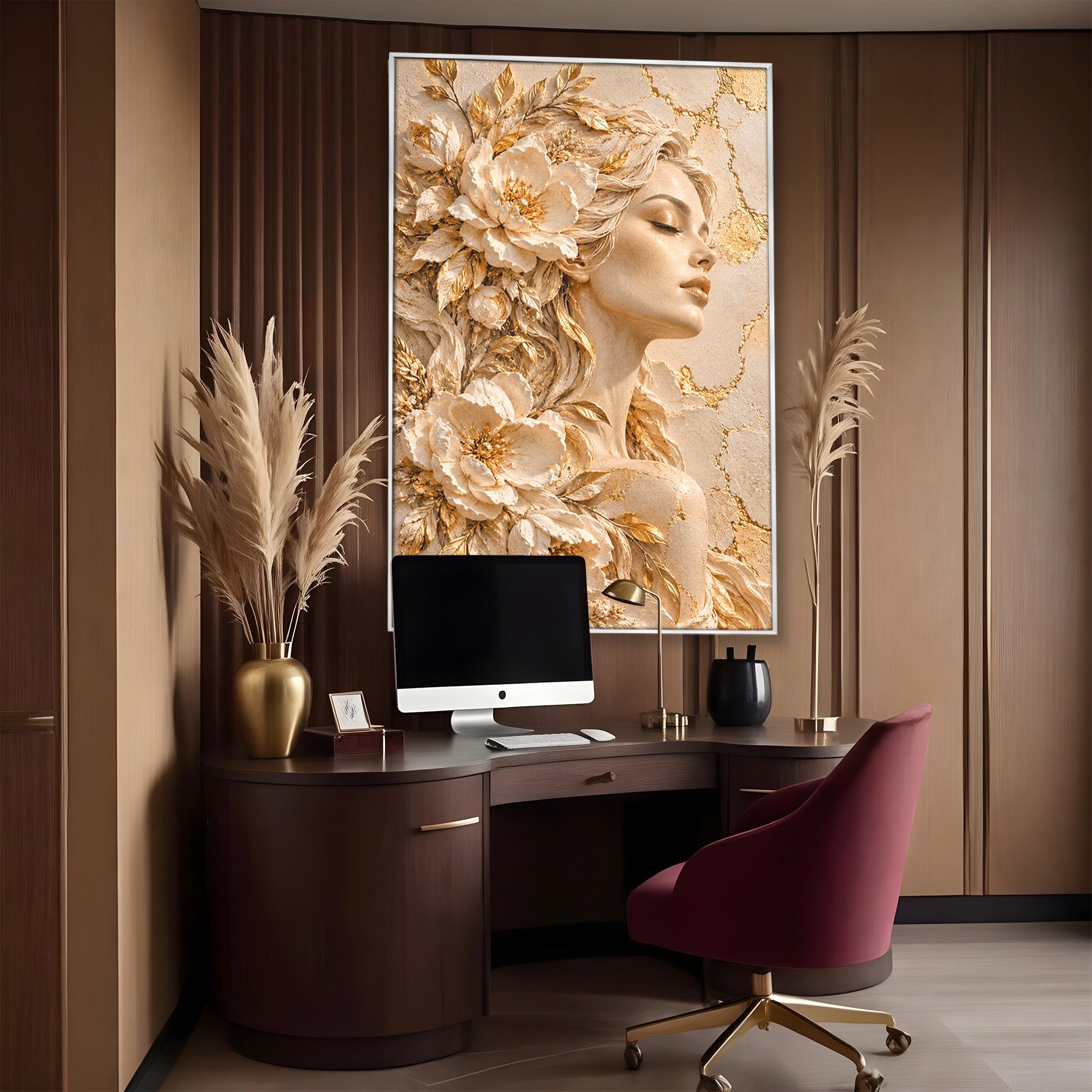 Tablou Canvas Premium LuxCanva® PI1424, Zeița Florilor, Divin, Femeie, Portret, Eleganță, Culori Vibrante, Living, Dormitor