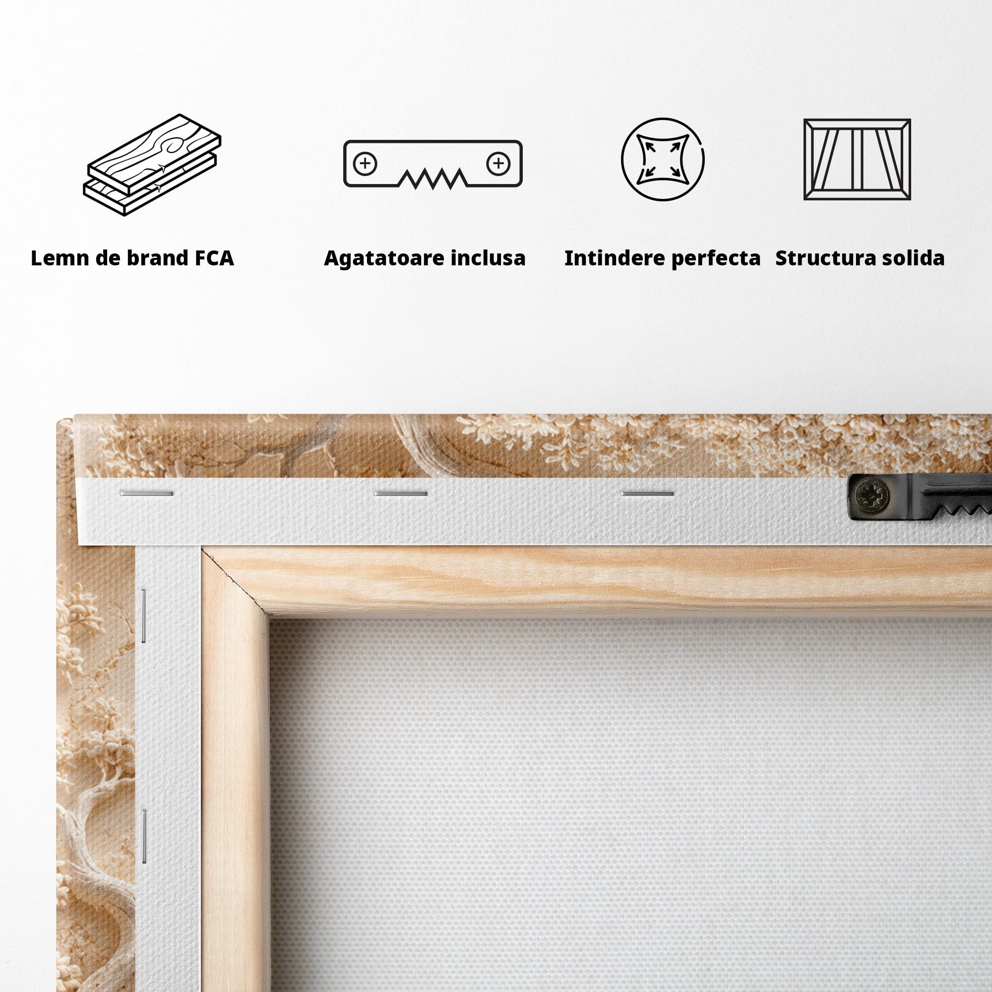 Tablou Canvas Premium LuxCanva® PI1425, Copac In Relief, Arbore, Peisaj, Apus, Natura, Culori Vibrante, Living, Dormitor