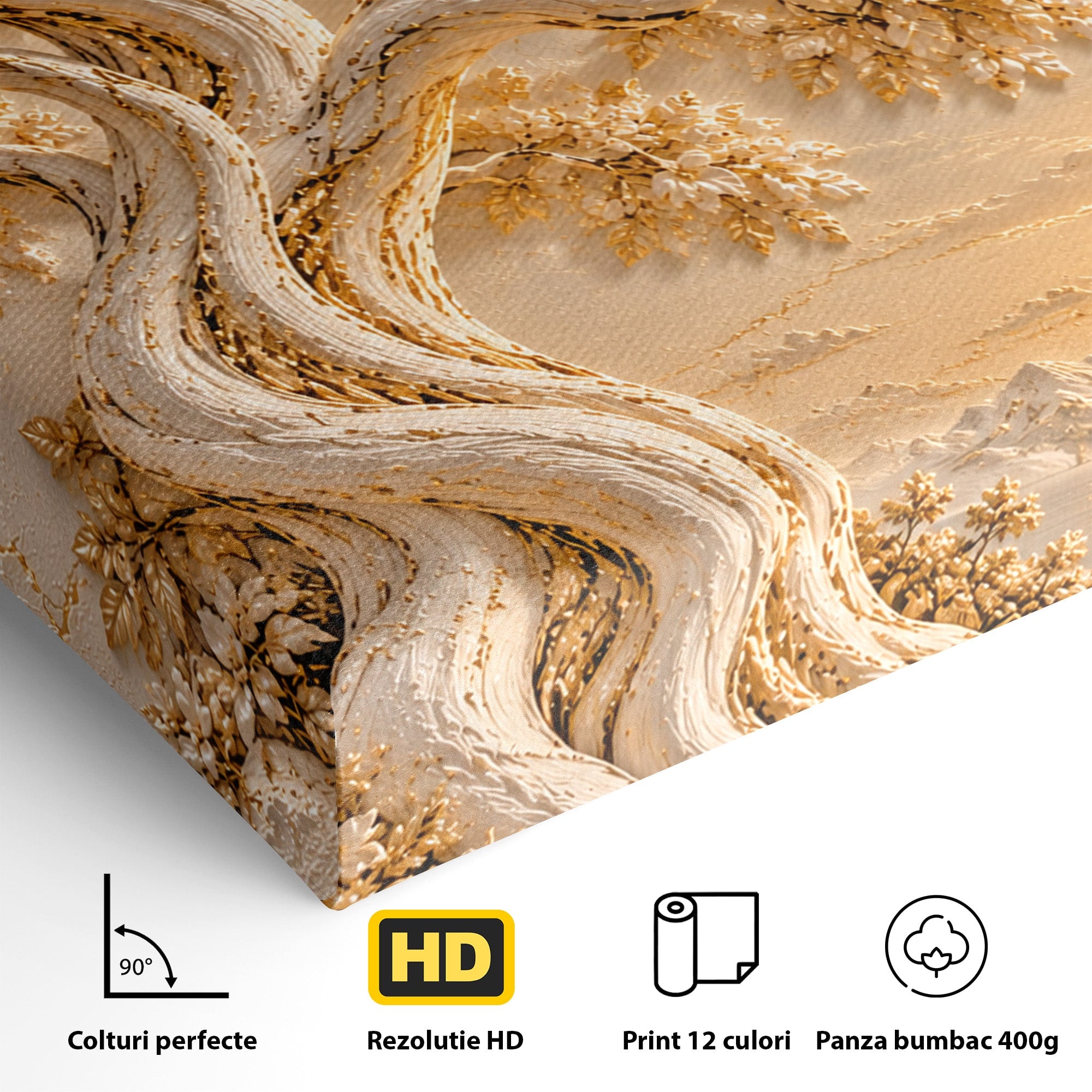 Tablou Canvas Premium LuxCanva® PI1426, Copac De Aur, Arbore, Apus, Natura, Peisaj, Culori Vibrante, Living, Dormitor