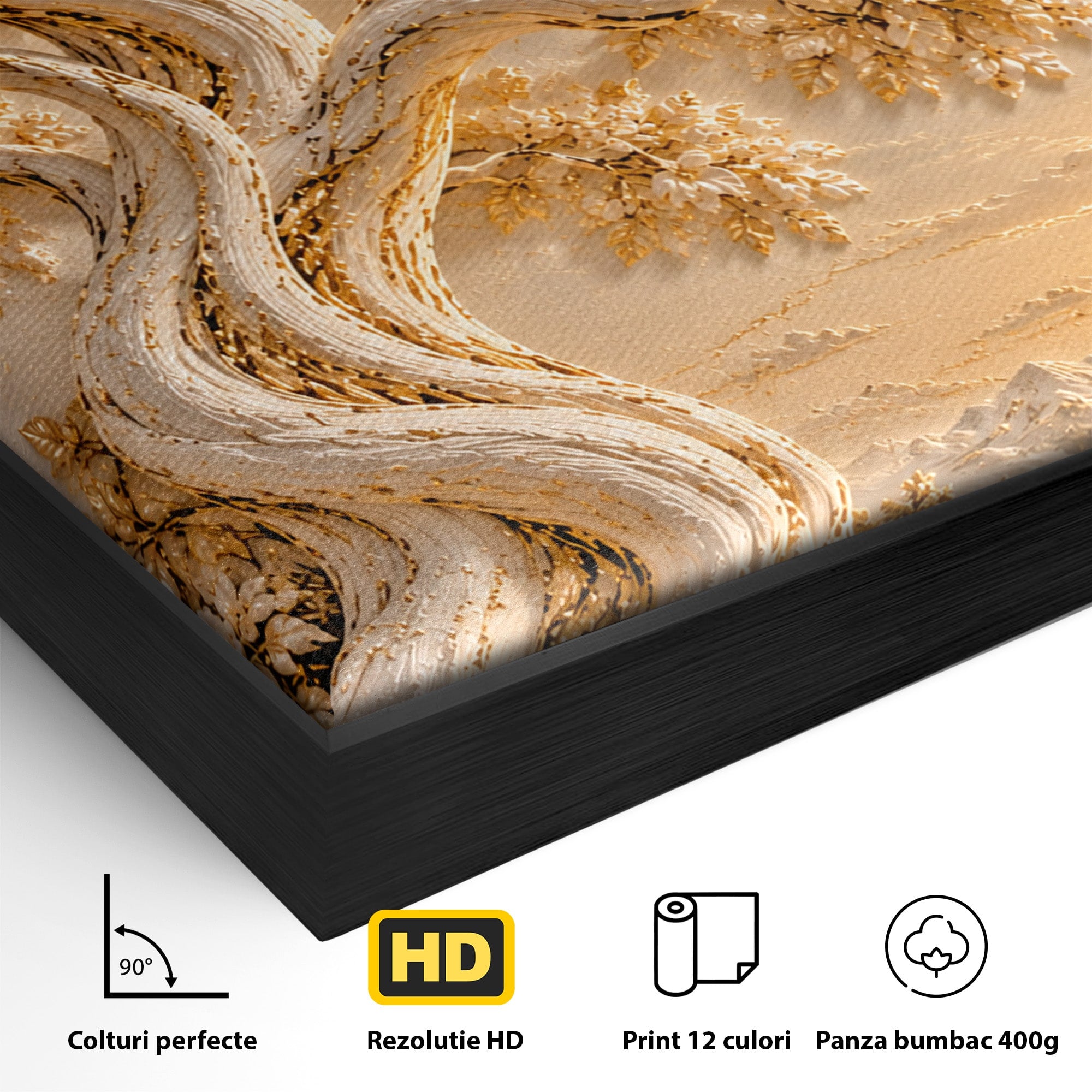 Tablou Canvas Premium LuxCanva® PI1426, Copac De Aur, Arbore, Apus, Natura, Peisaj, Culori Vibrante, Living, Dormitor