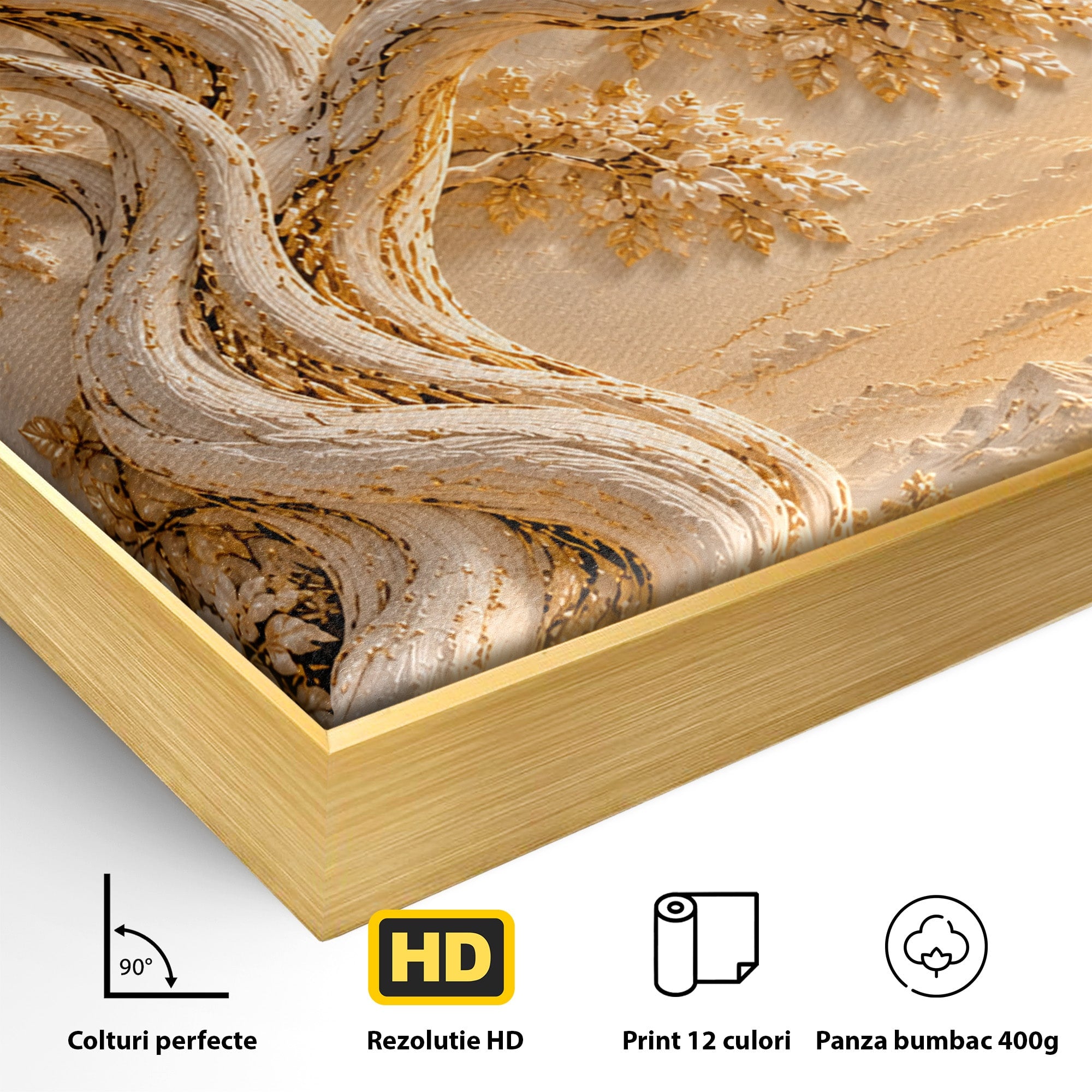 Tablou Canvas Premium LuxCanva® PI1426, Copac De Aur, Arbore, Apus, Natura, Peisaj, Culori Vibrante, Living, Dormitor
