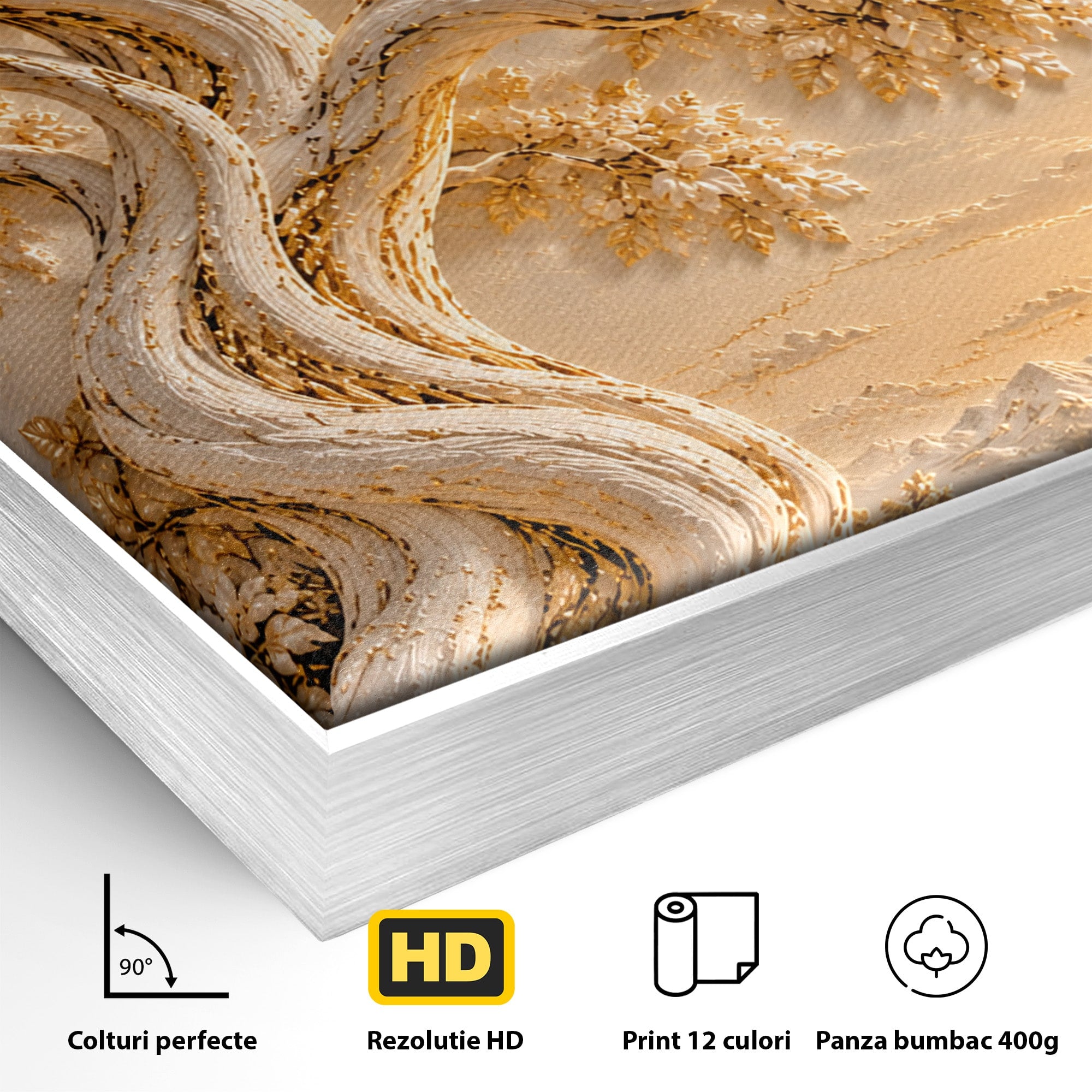 Tablou Canvas Premium LuxCanva® PI1426, Copac De Aur, Arbore, Apus, Natura, Peisaj, Culori Vibrante, Living, Dormitor