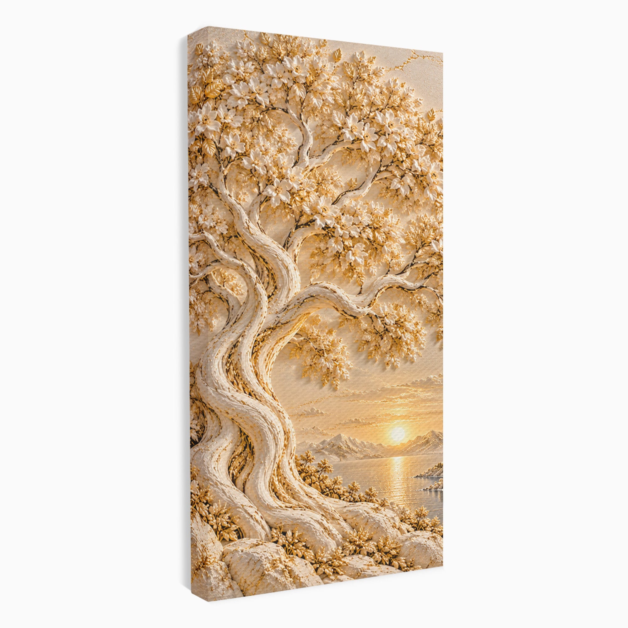 Tablou Canvas Premium LuxCanva® PI1426, Copac De Aur, Arbore, Apus, Natura, Peisaj, Culori Vibrante, Living, Dormitor