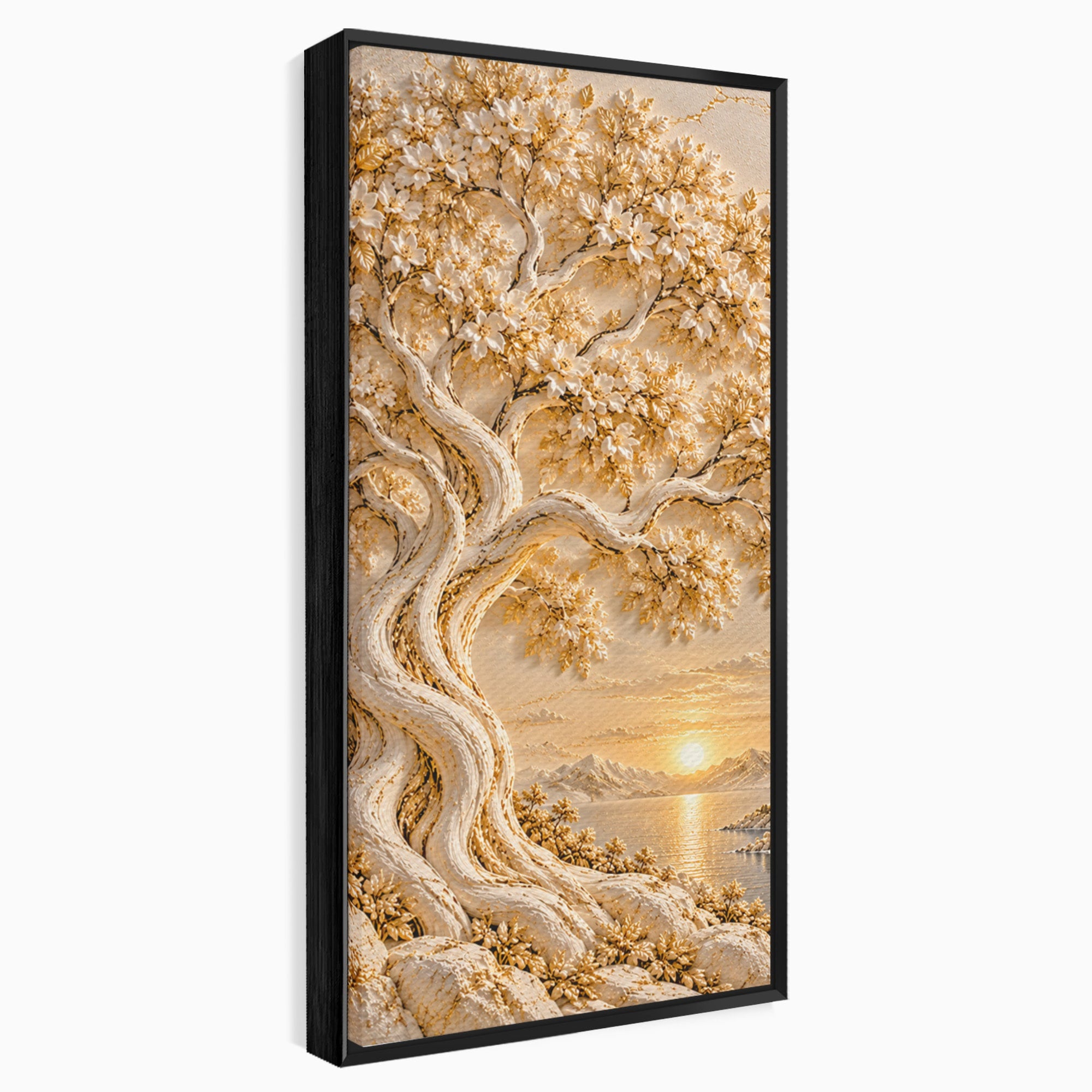 Tablou Canvas Premium LuxCanva® PI1426, Copac De Aur, Arbore, Apus, Natura, Peisaj, Culori Vibrante, Living, Dormitor