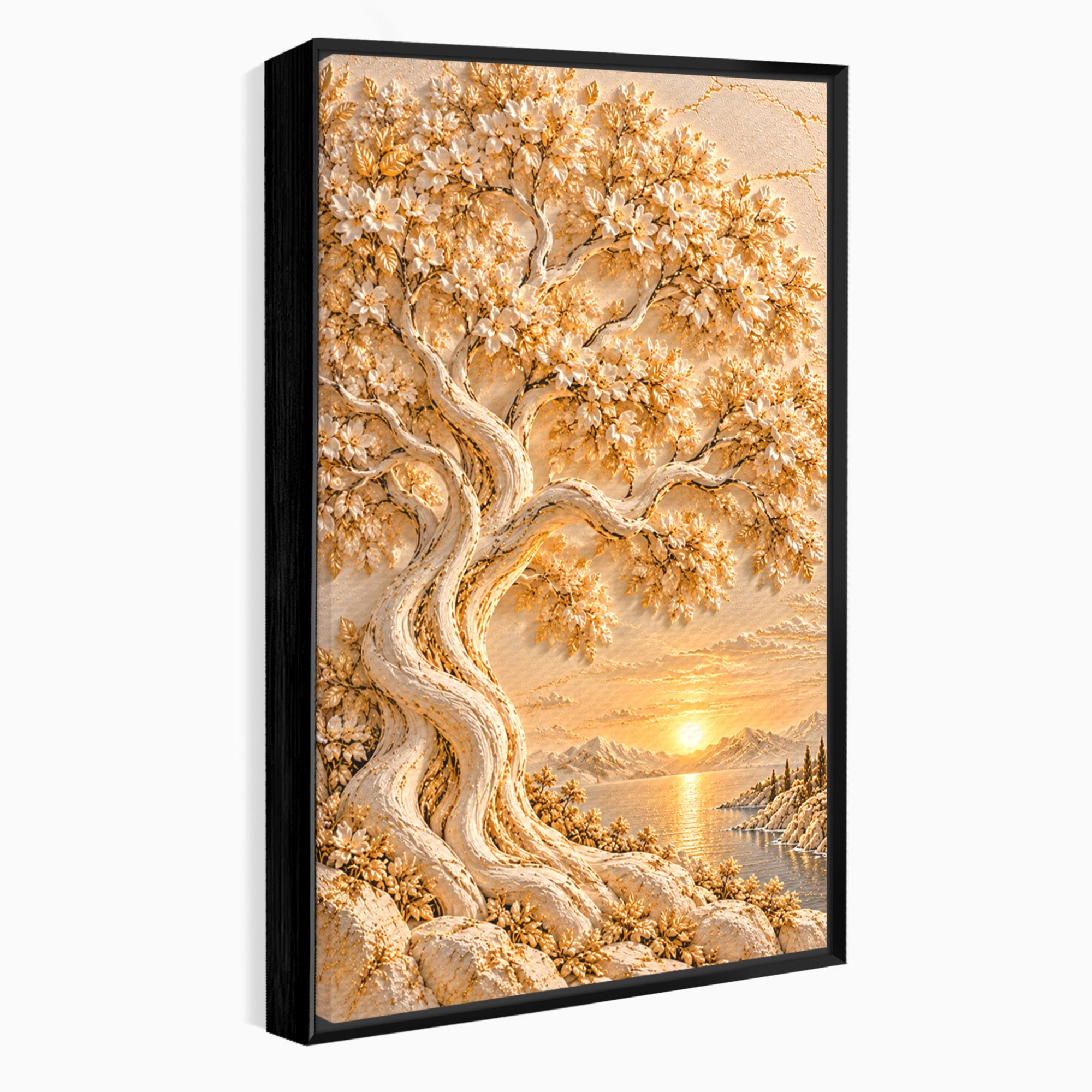 Tablou Canvas Premium LuxCanva® PI1426, Copac De Aur, Arbore, Apus, Natura, Peisaj, Culori Vibrante, Living, Dormitor