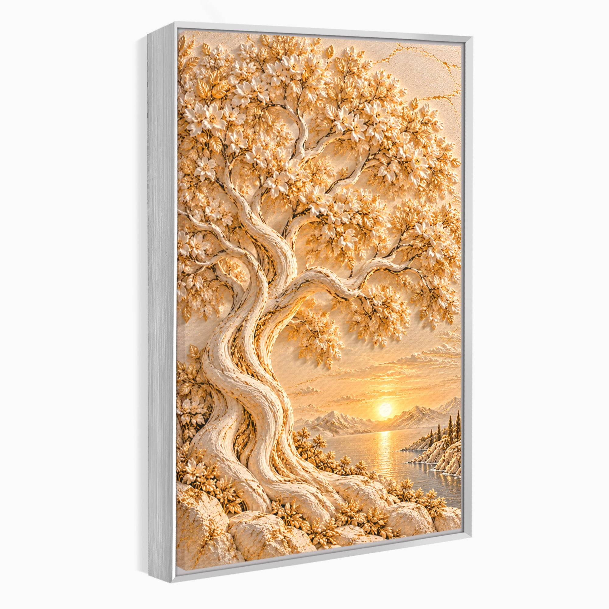 Tablou Canvas Premium LuxCanva® PI1426, Copac De Aur, Arbore, Apus, Natura, Peisaj, Culori Vibrante, Living, Dormitor