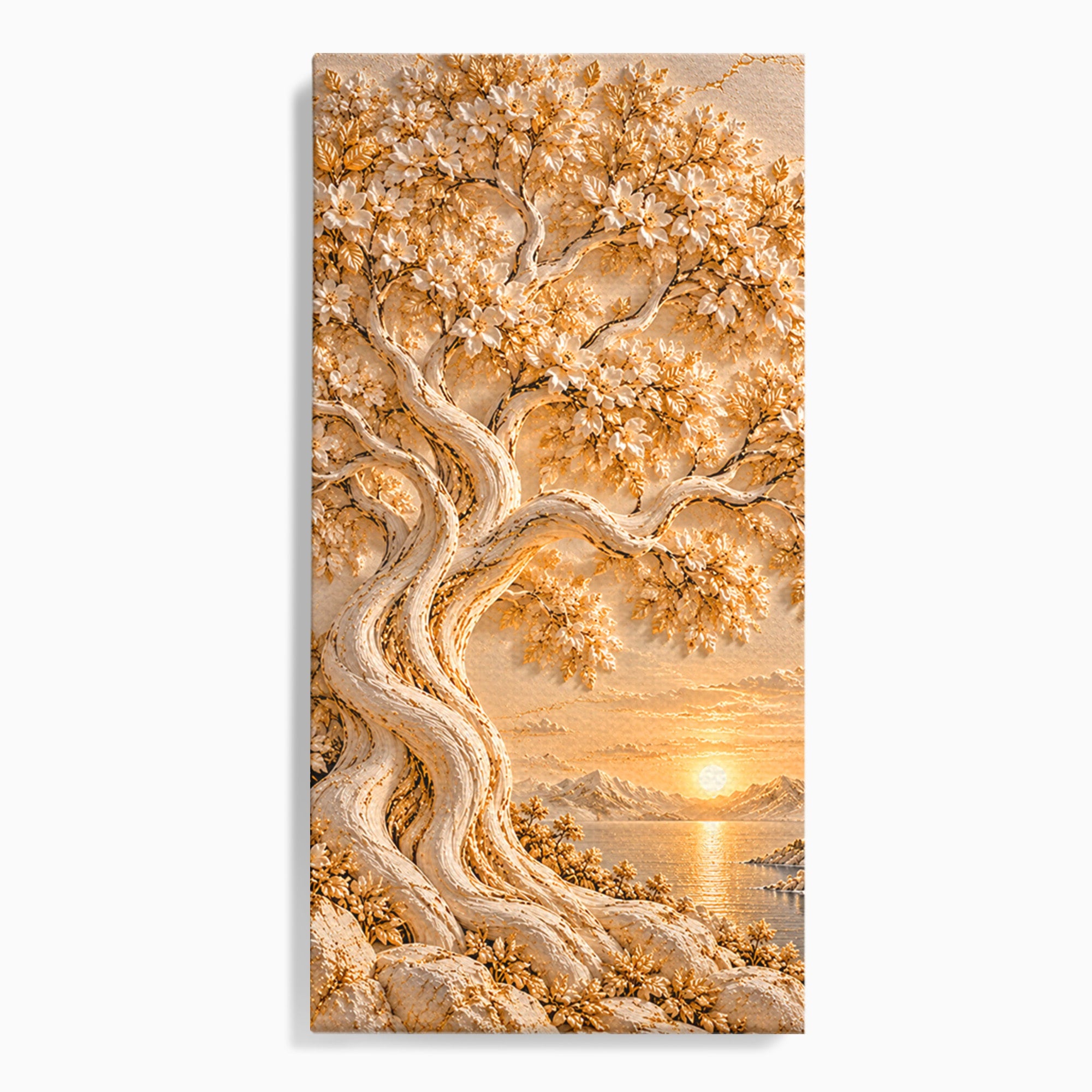 Tablou Canvas Premium LuxCanva® PI1426, Copac De Aur, Arbore, Apus, Natura, Peisaj, Culori Vibrante, Living, Dormitor