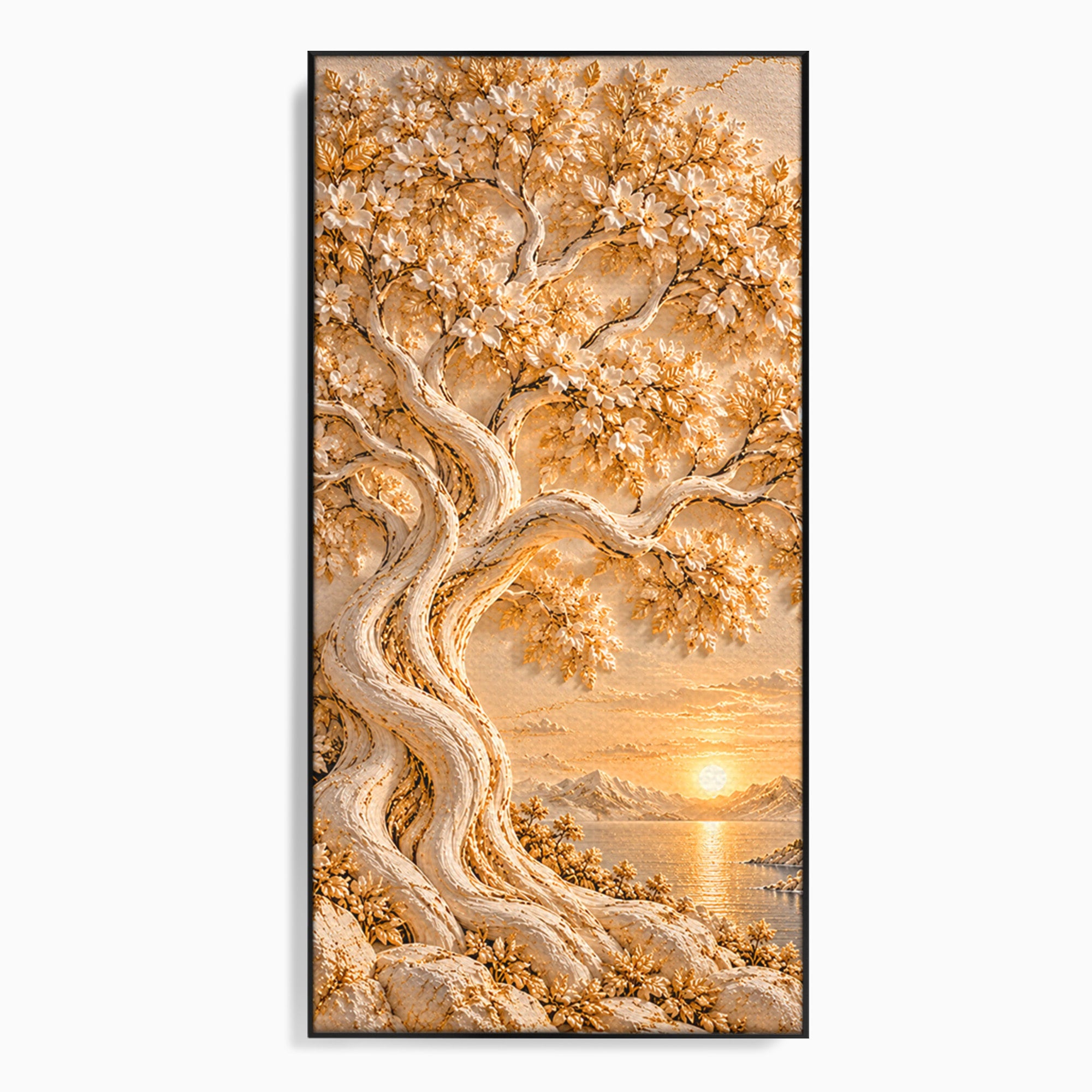 Tablou Canvas Premium LuxCanva® PI1426, Copac De Aur, Arbore, Apus, Natura, Peisaj, Culori Vibrante, Living, Dormitor