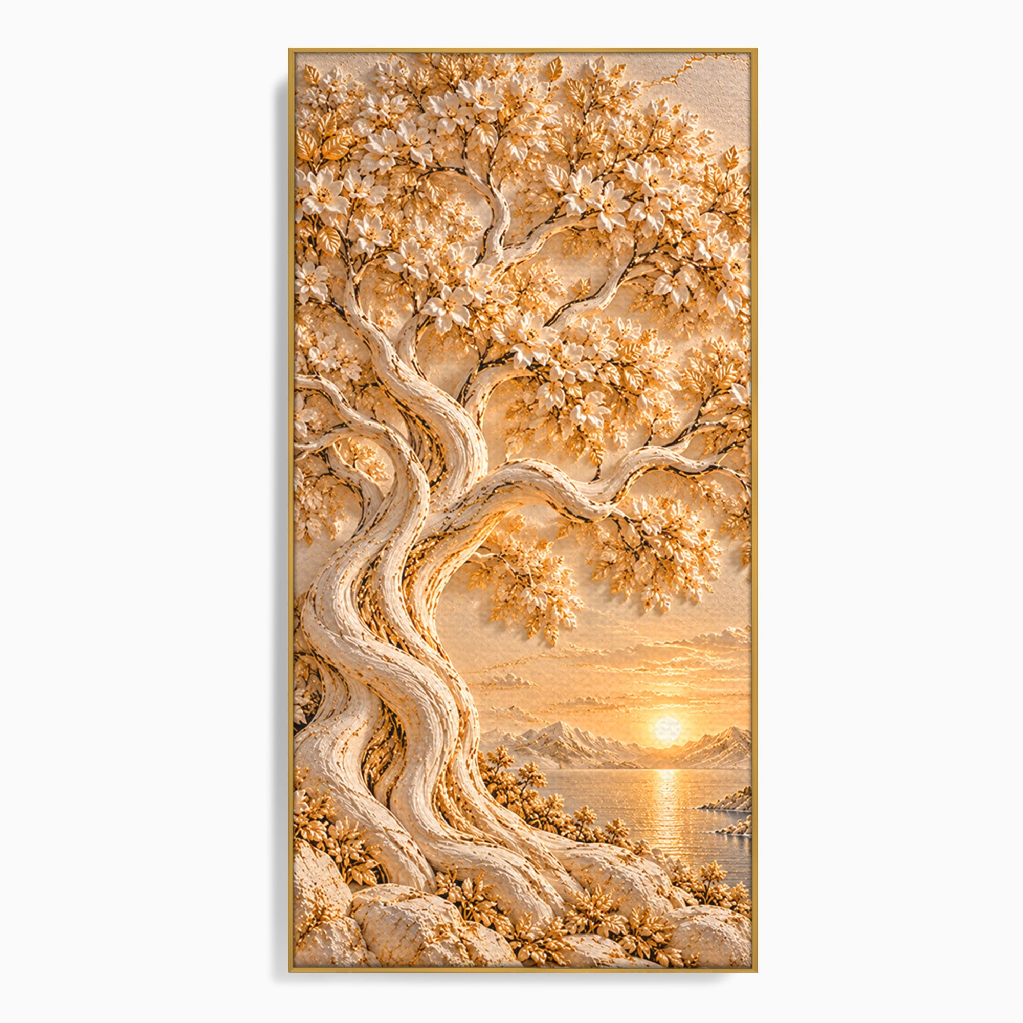 Tablou Canvas Premium LuxCanva® PI1426, Copac De Aur, Arbore, Apus, Natura, Peisaj, Culori Vibrante, Living, Dormitor