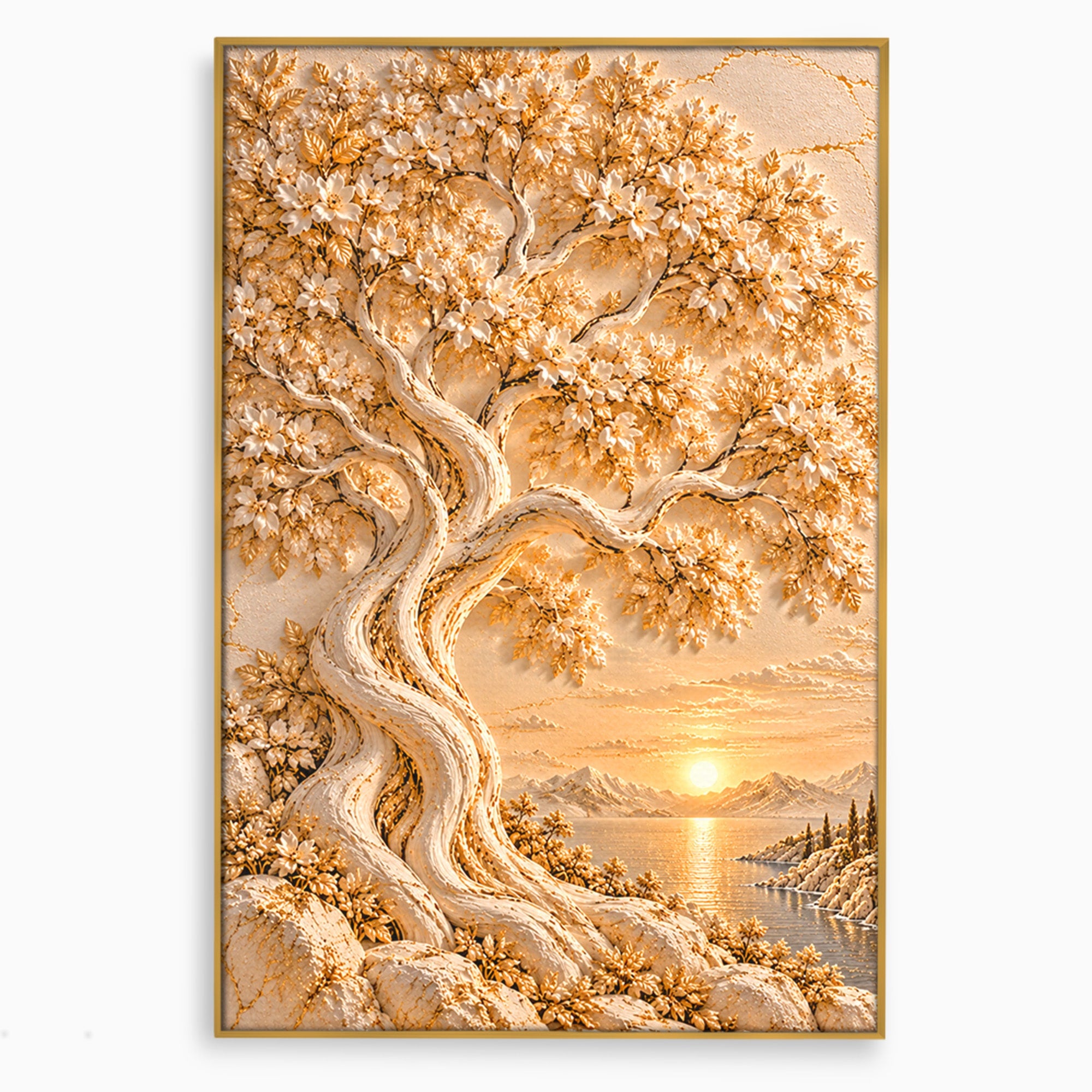 Tablou Canvas Premium LuxCanva® PI1426, Copac De Aur, Arbore, Apus, Natura, Peisaj, Culori Vibrante, Living, Dormitor