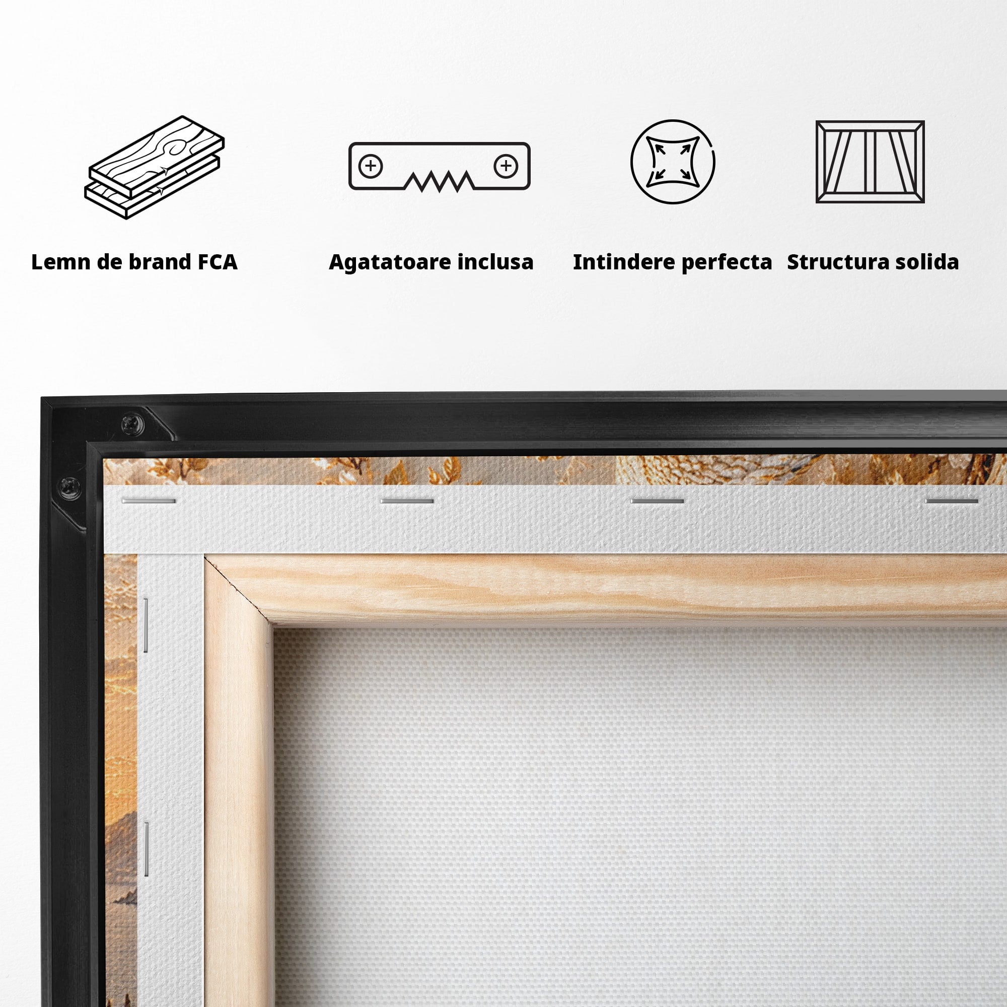 Tablou Canvas Premium LuxCanva® PI1427, Păuni Eleganți, Coada, Eleganță, Apus, Natură, Pereche,  Culori Vibrante, Living, Dormitor