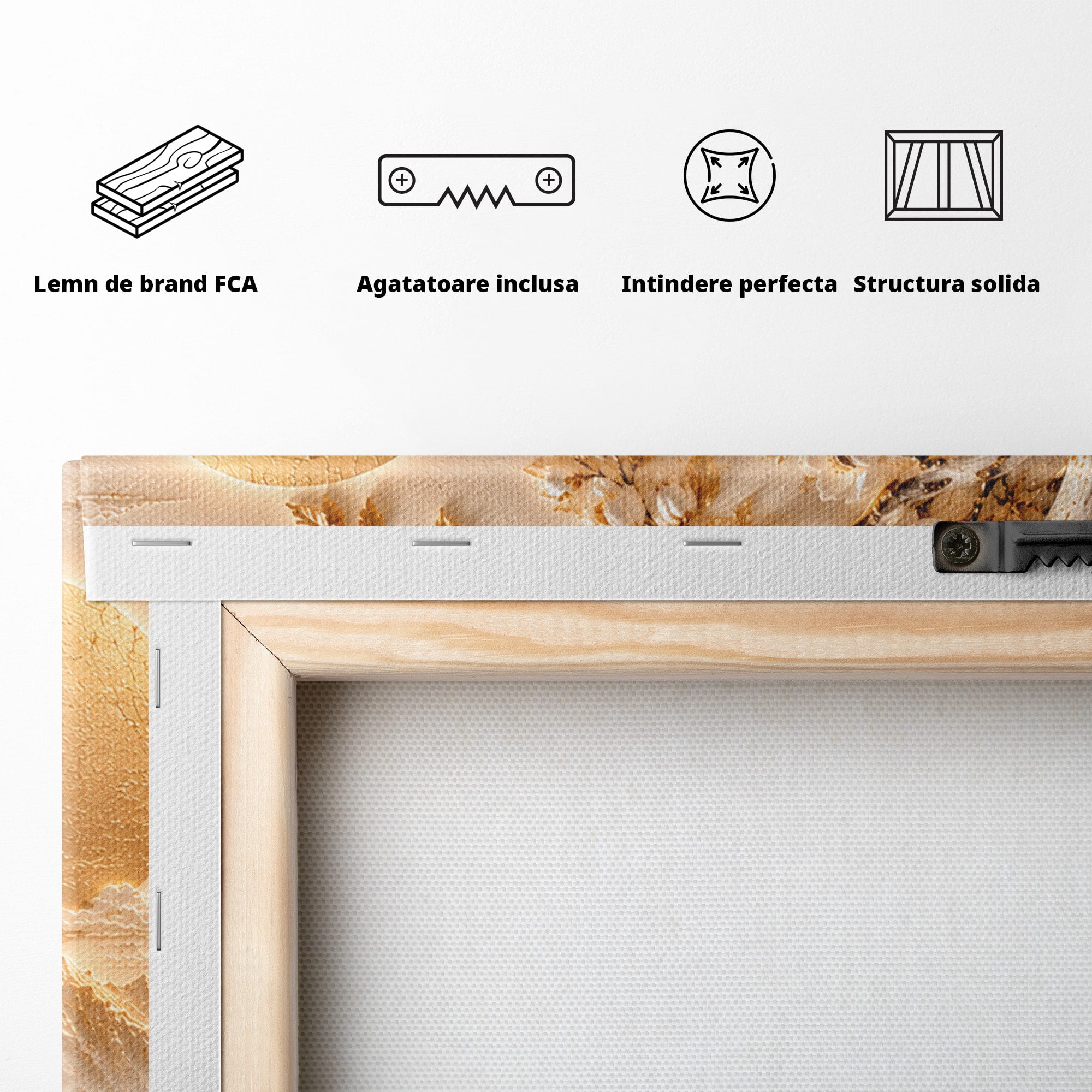 Tablou Canvas Premium LuxCanva® PI1429, Peisaj Montan cu Cascada, Priveliste, Visare, Copac, Natura, Apus, Culori Vibrante, Living, Dormitor