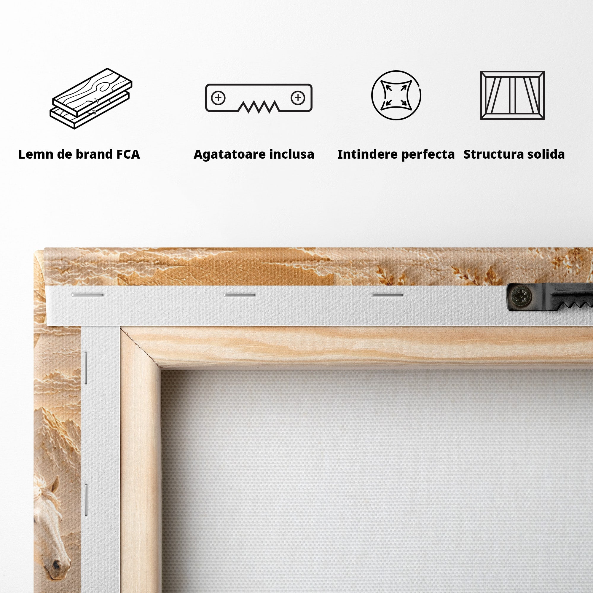 Tablou Canvas Premium LuxCanva® PI1430, Cai Alergand Spre Soare, Armasari, Natura, Peisaj, Coama, Auriu, Culori Vibrante, Living, Dormitor